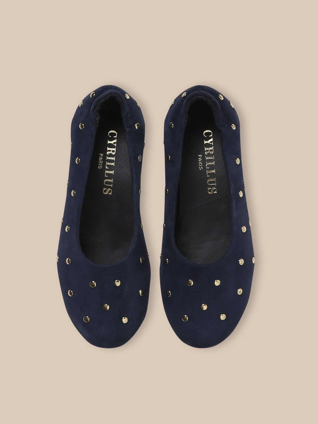 Girl's studded leather ballerina flats