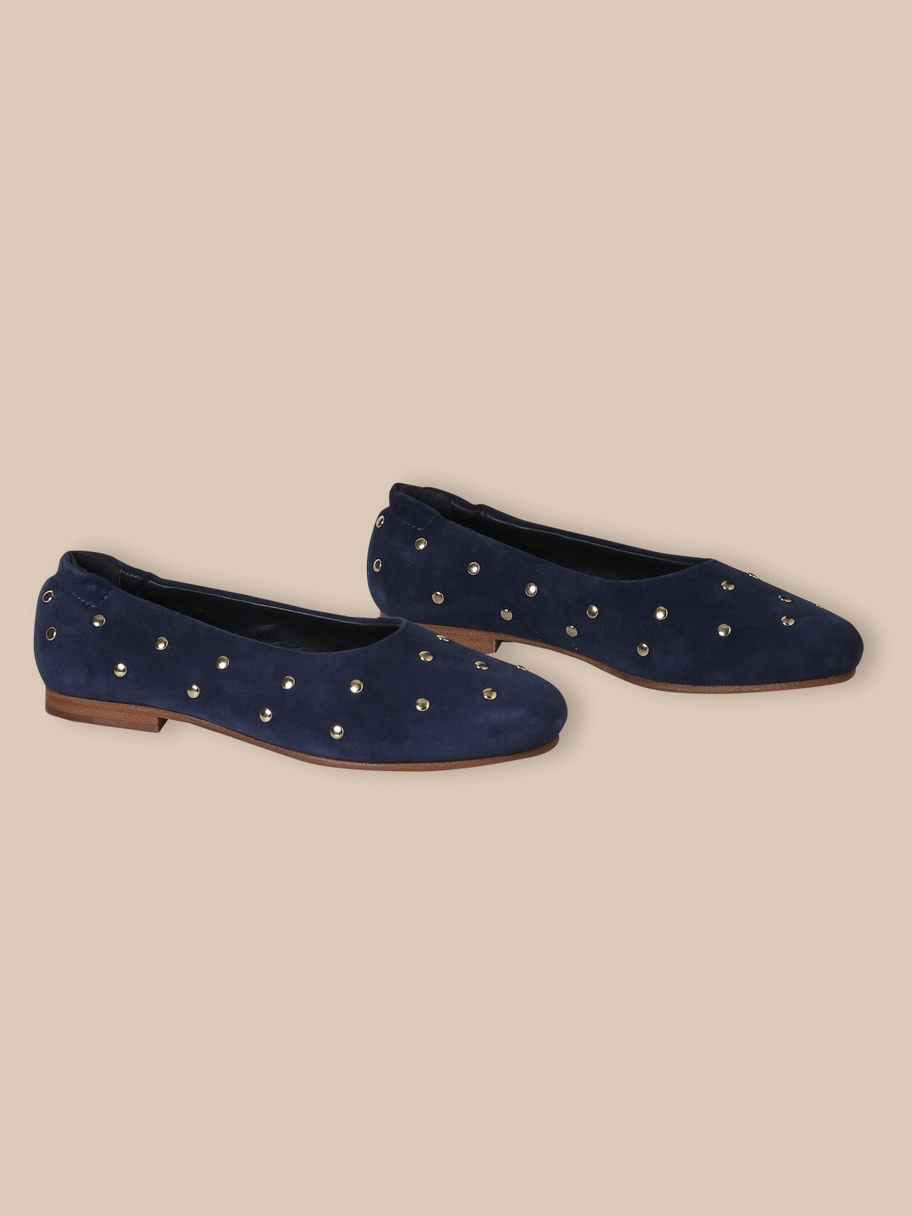 Girl's studded leather ballerina flats