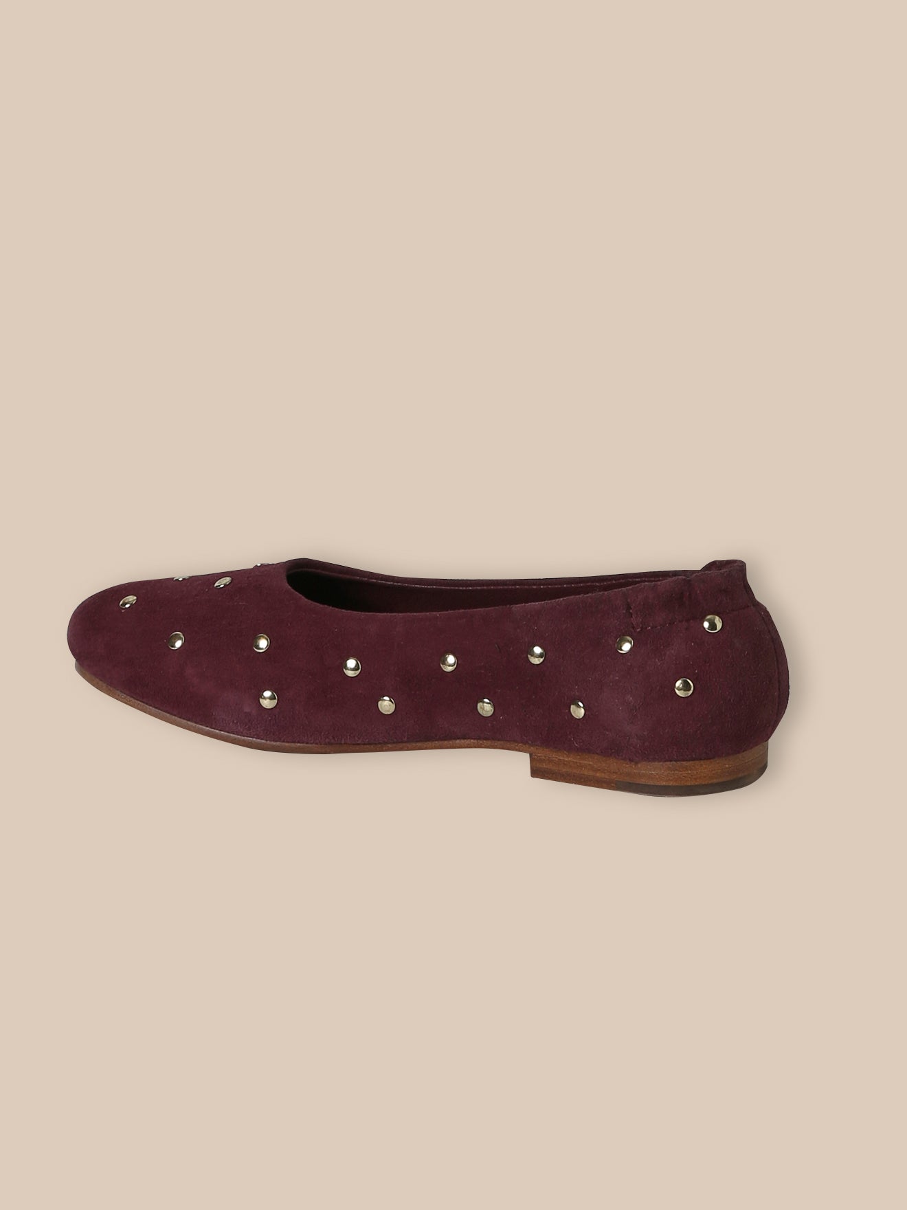 Girl's studded leather ballerina flats