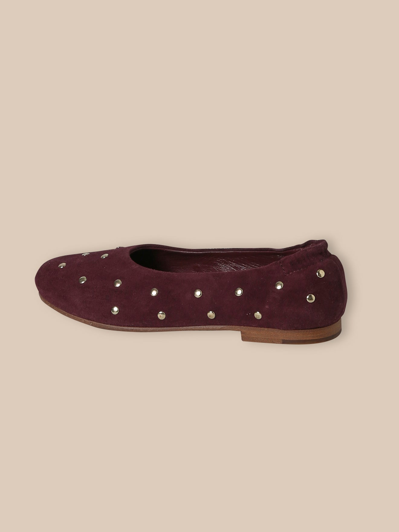 Girl's studded leather ballerina flats