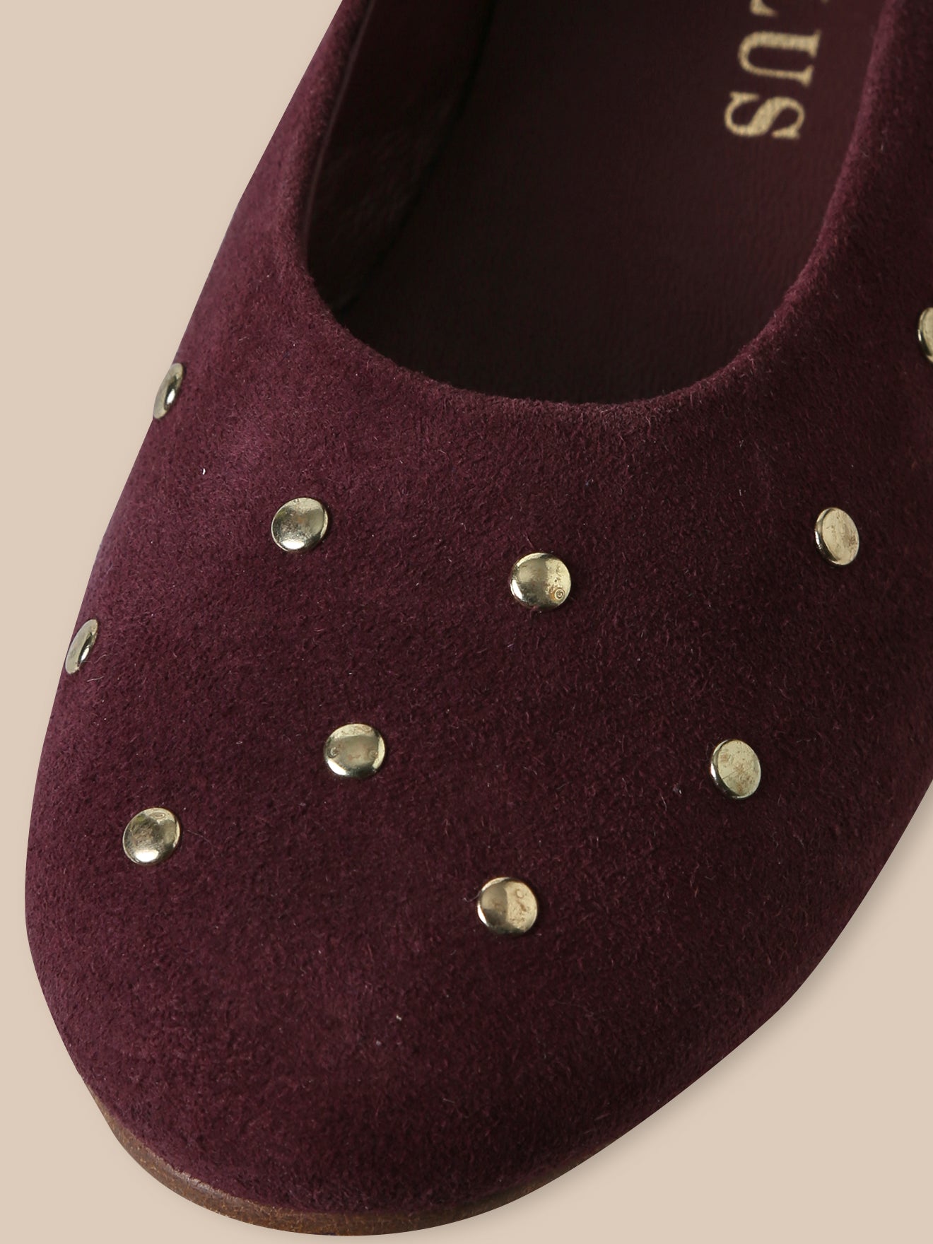 Girl's studded leather ballerina flats