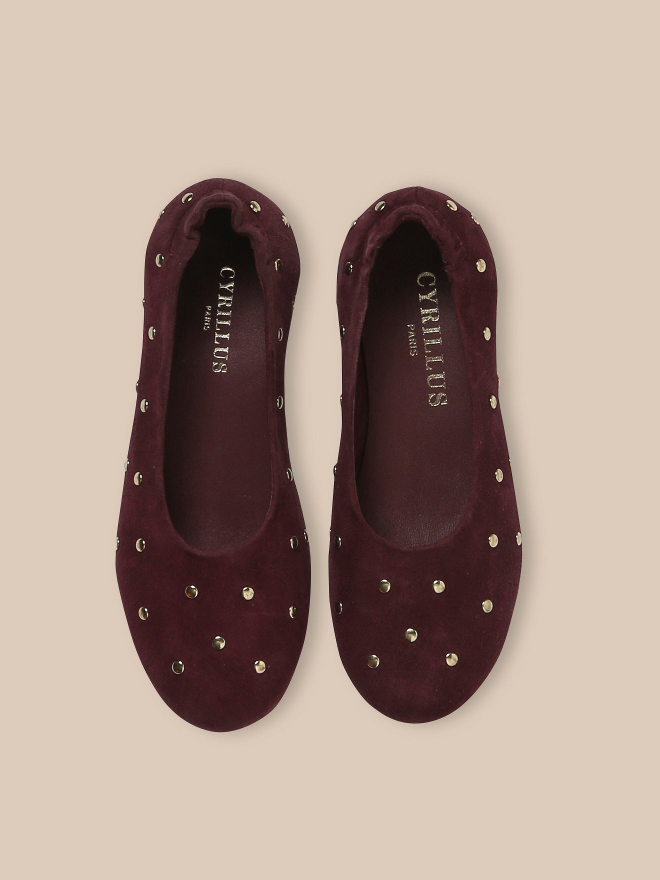 Girl's studded leather ballerina flats