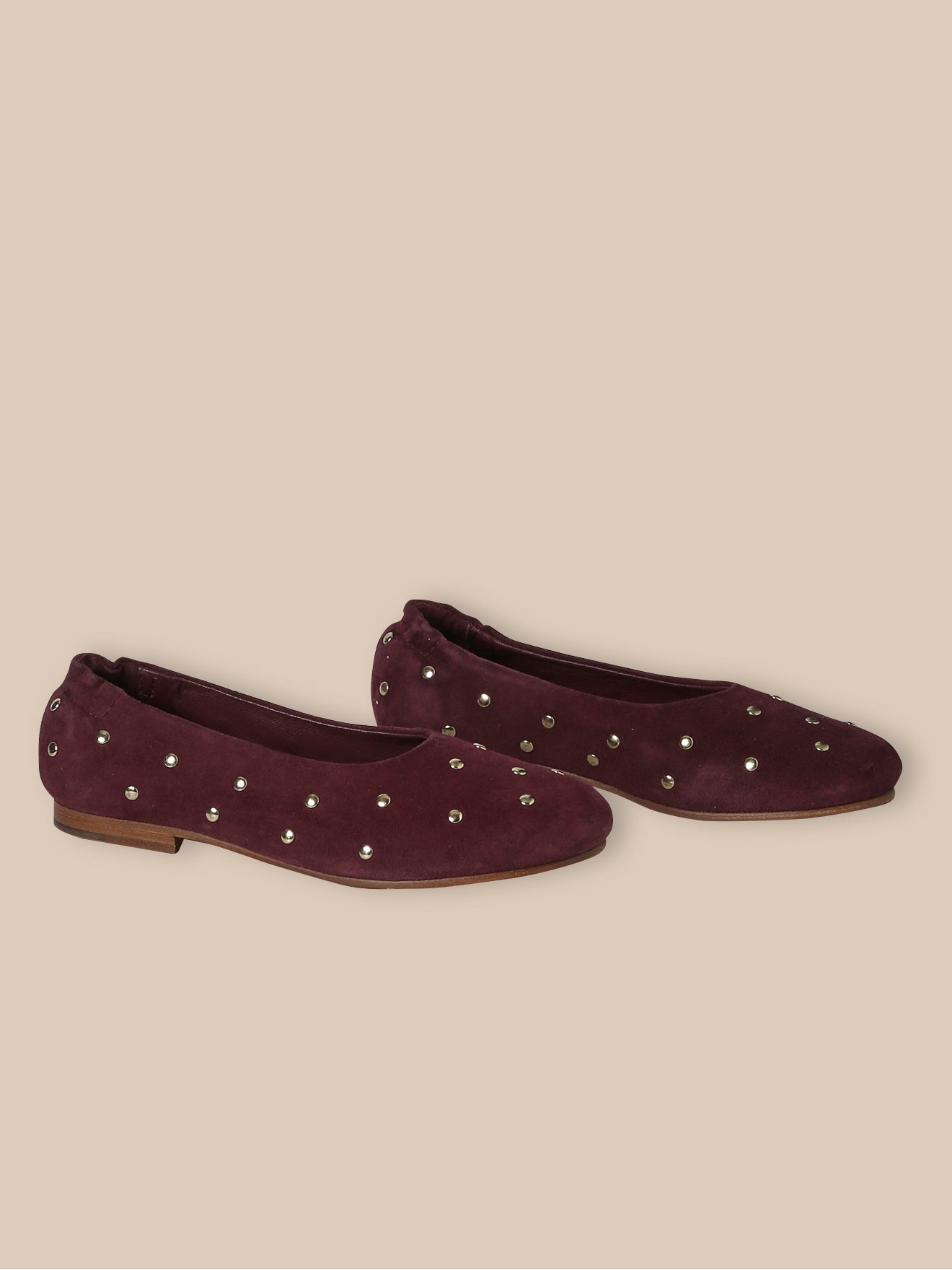 Girl's studded leather ballerina flats