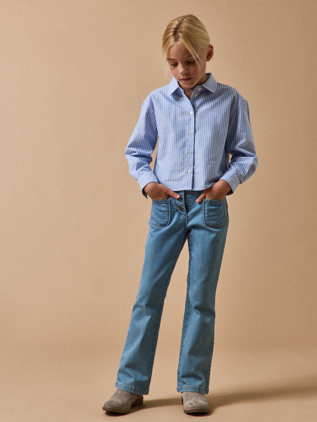 Girl's split leather cowboy boots