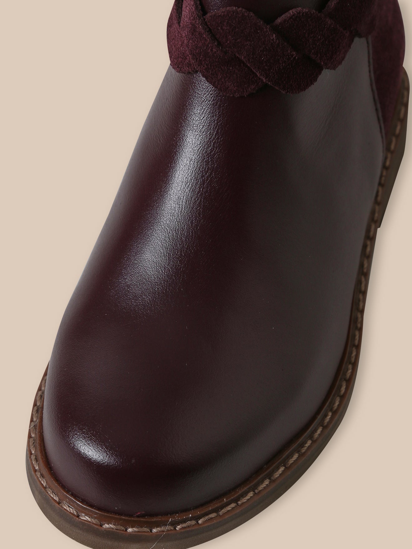 Boots tresse en cuir Fille