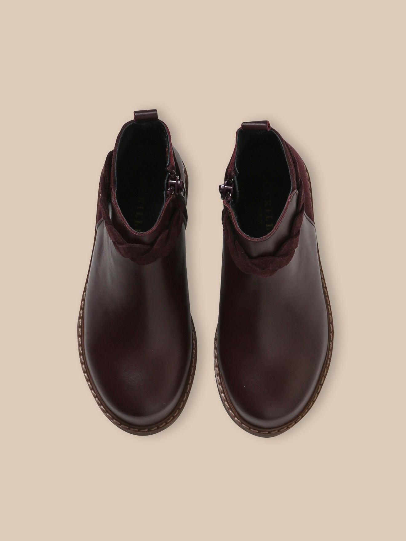 Boots tresse en cuir Fille