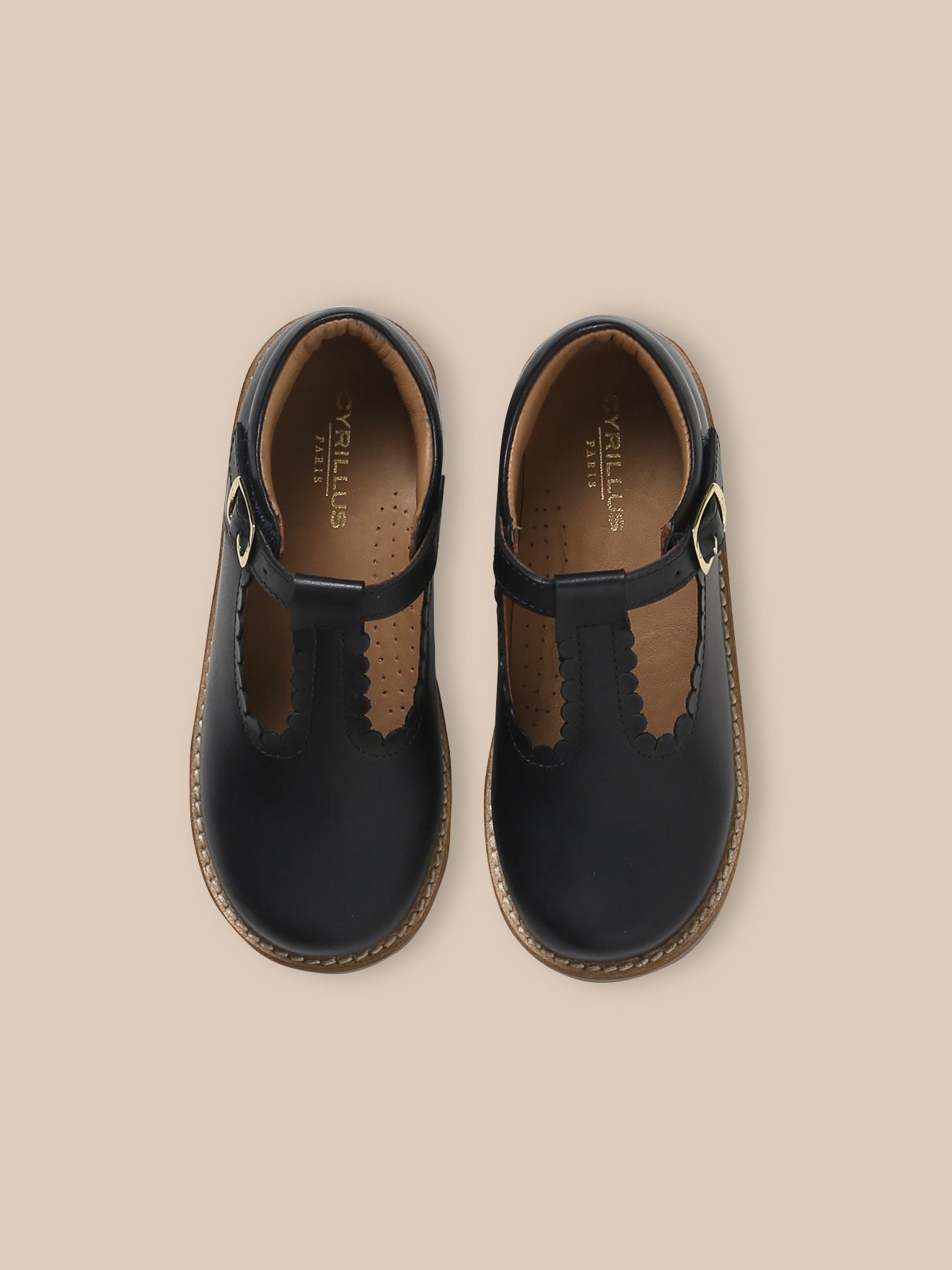 Girl's leather T-straps