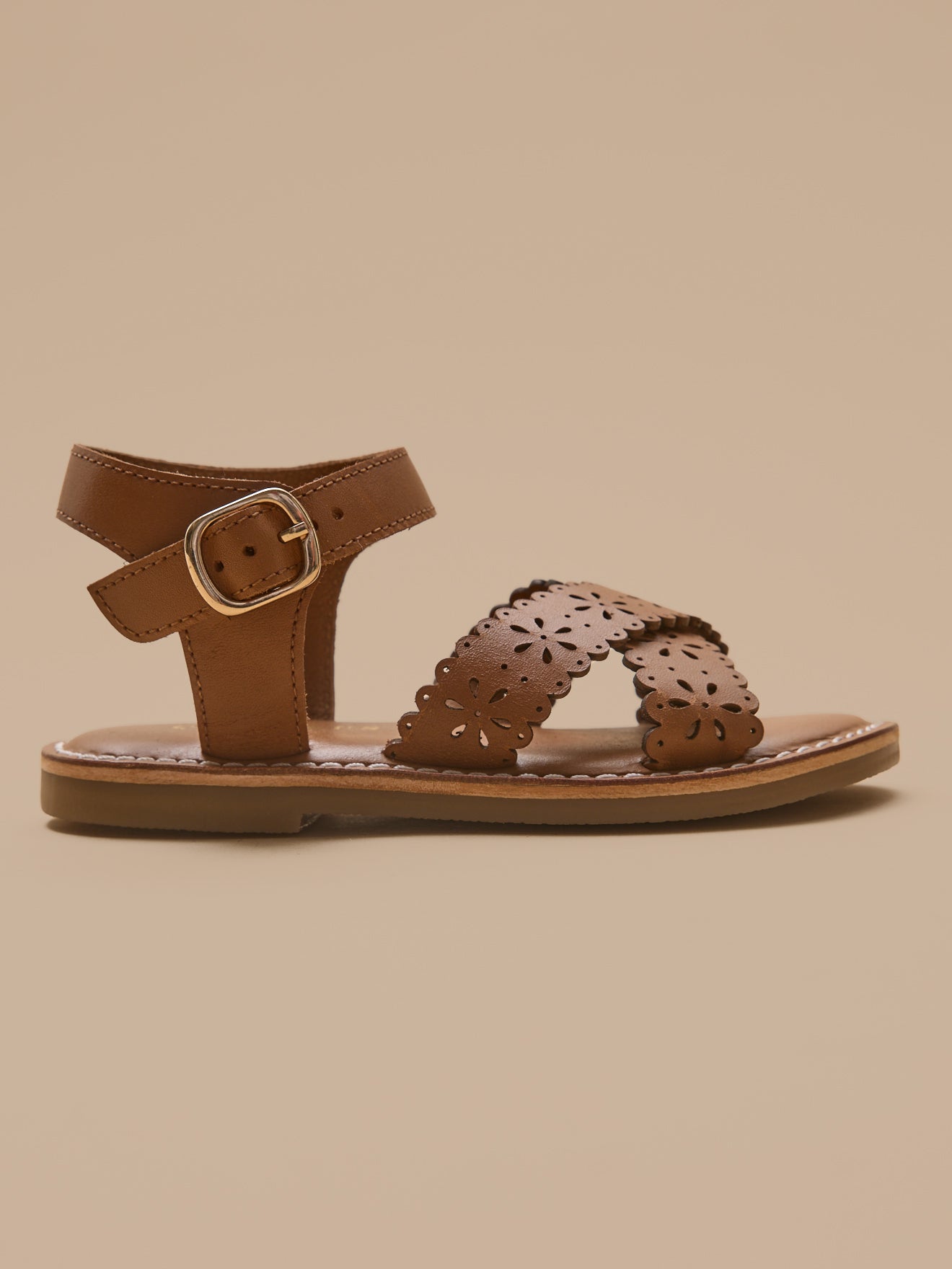 Girl's punch-hole leather sandals
