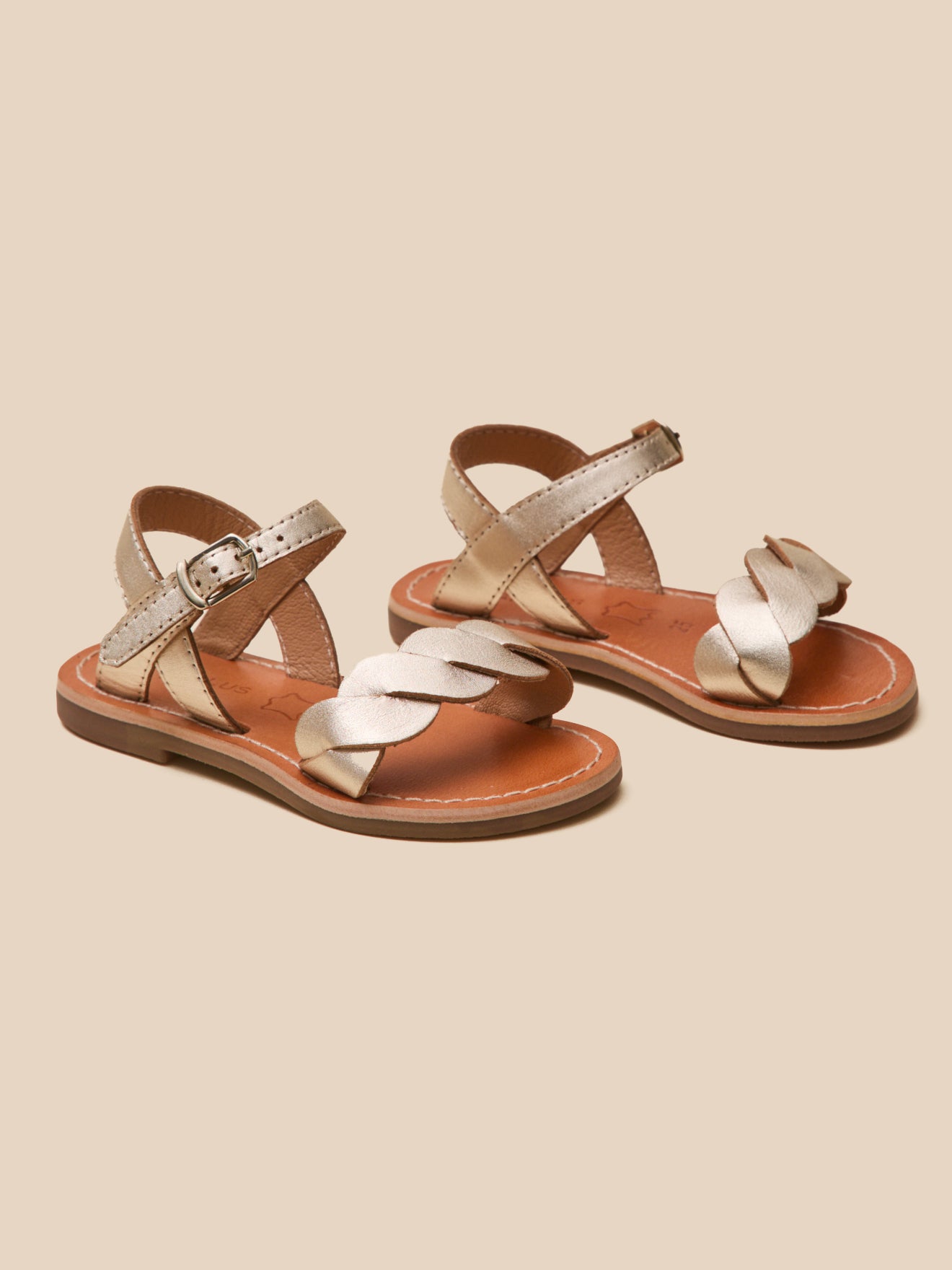 Girl's braided leather sandals