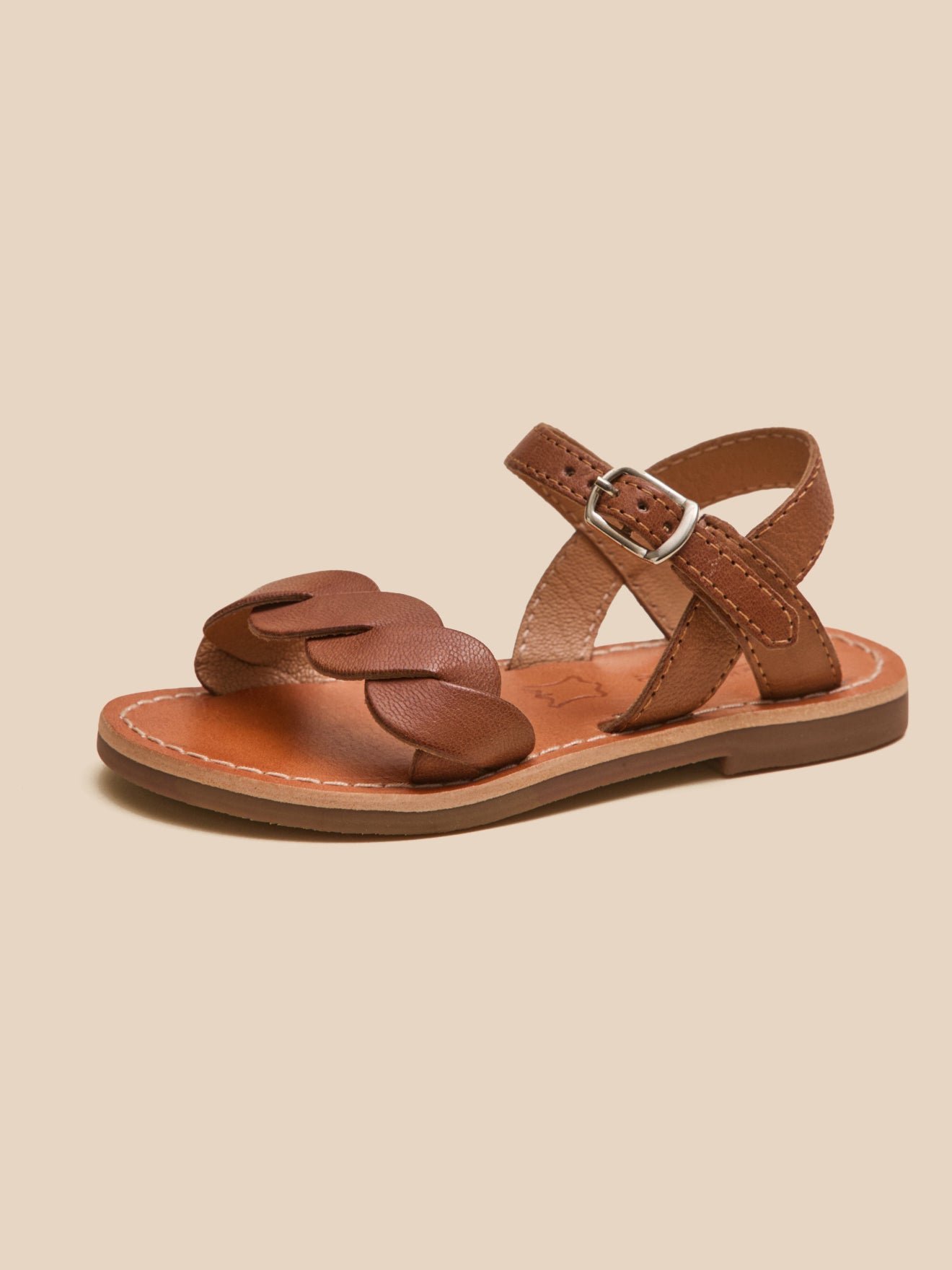 Girl's braided leather sandals