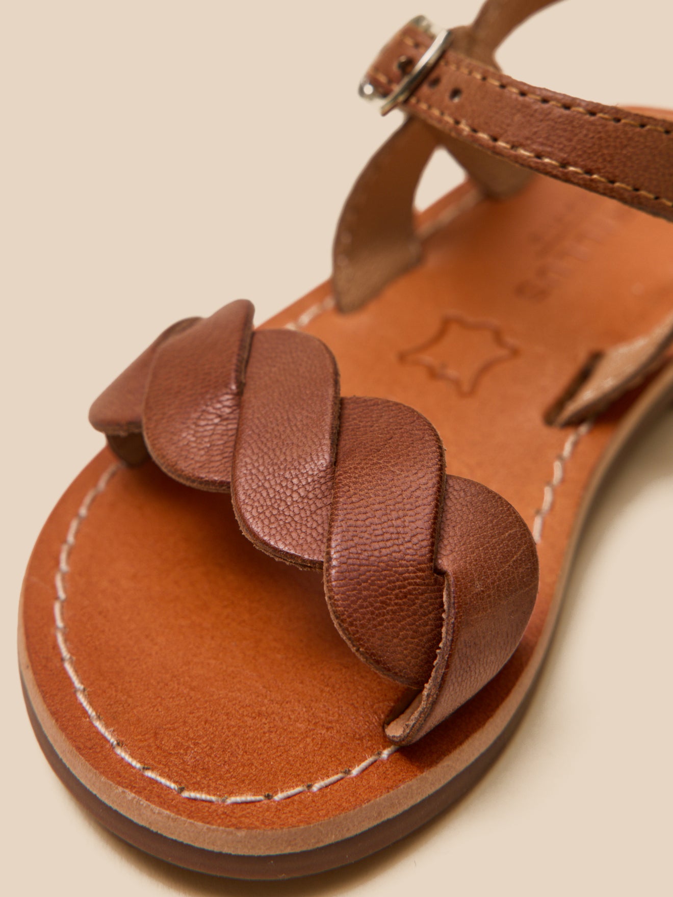 Girl's braided leather sandals