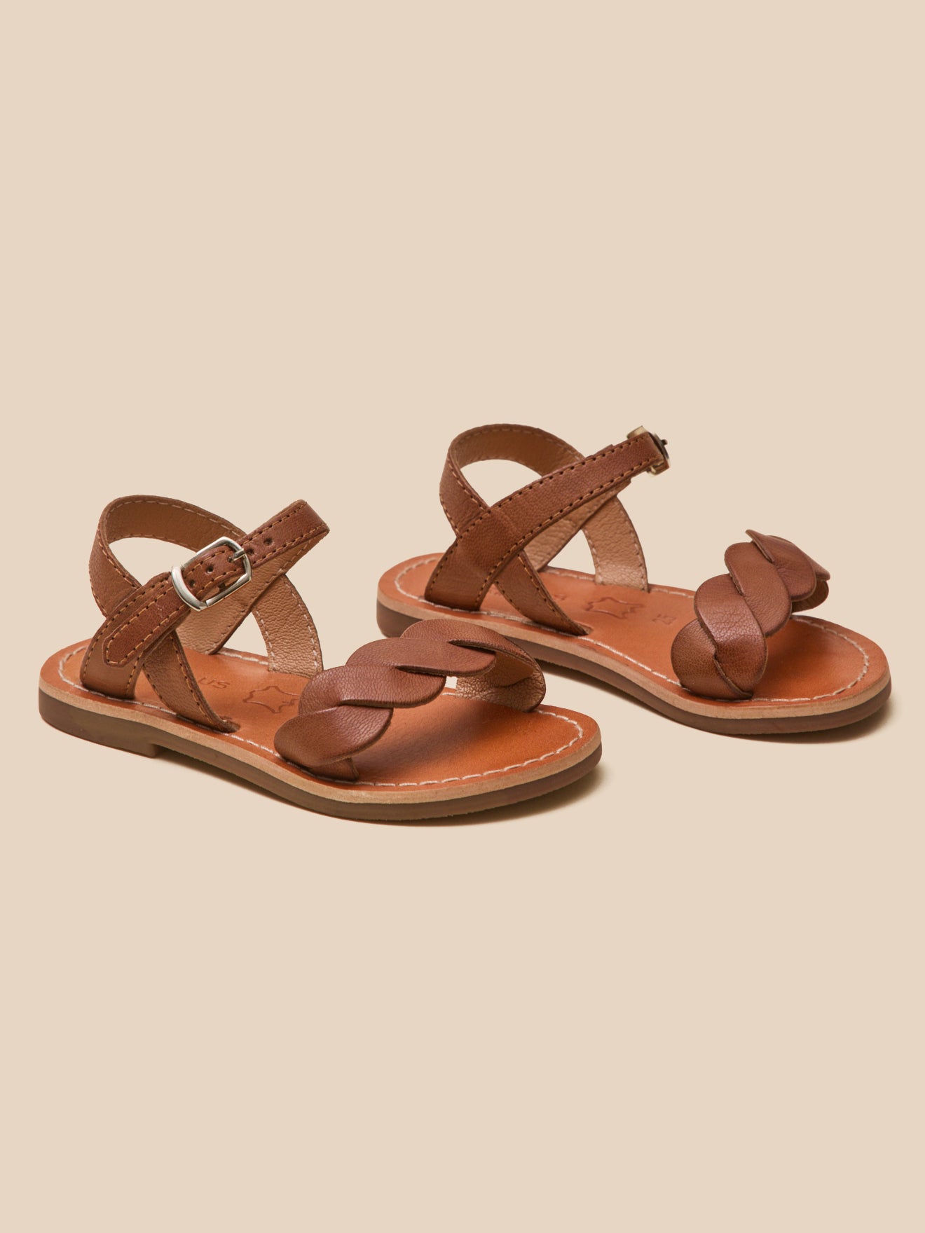 Girl's braided leather sandals