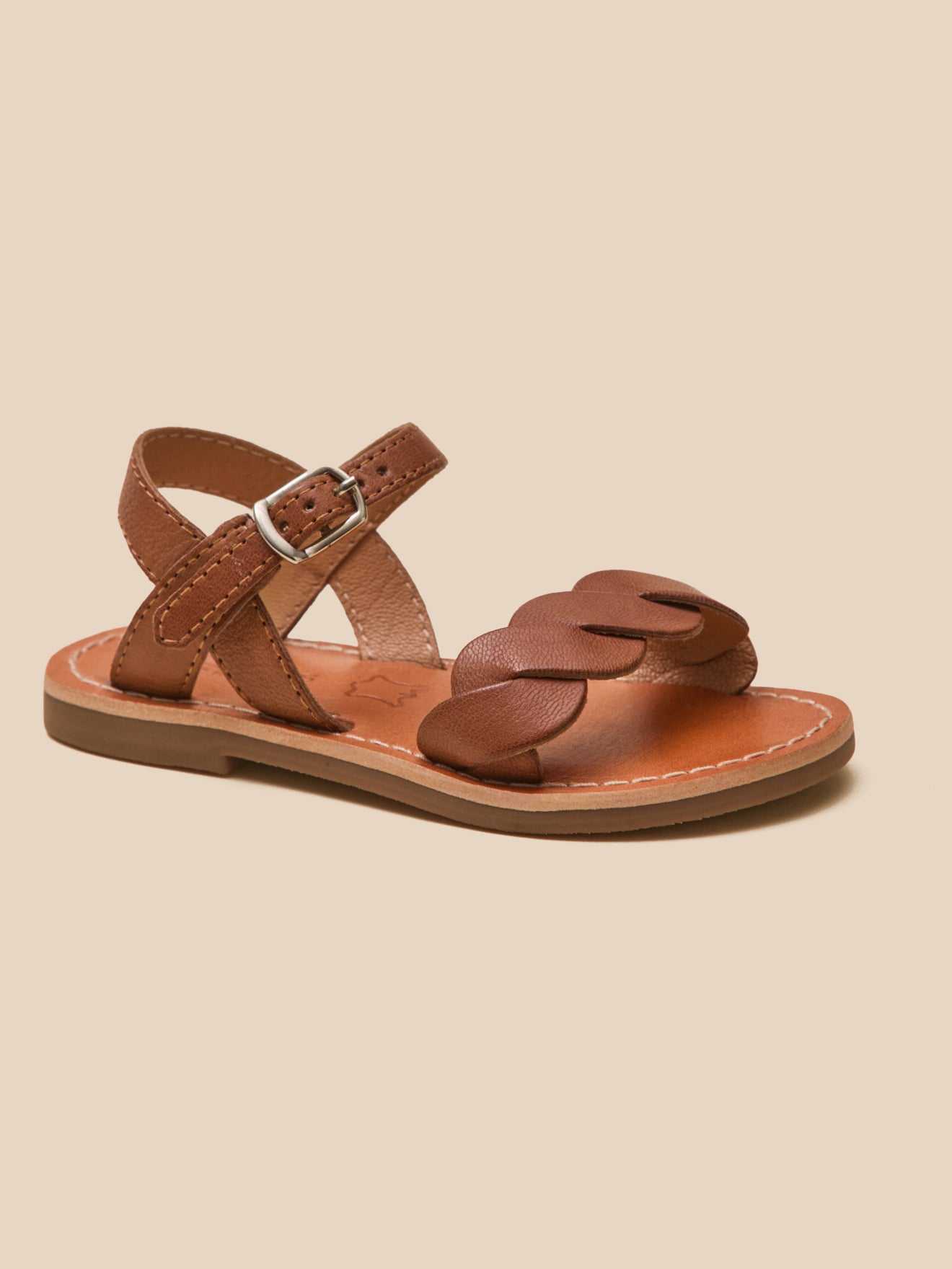 Girl's braided leather sandals