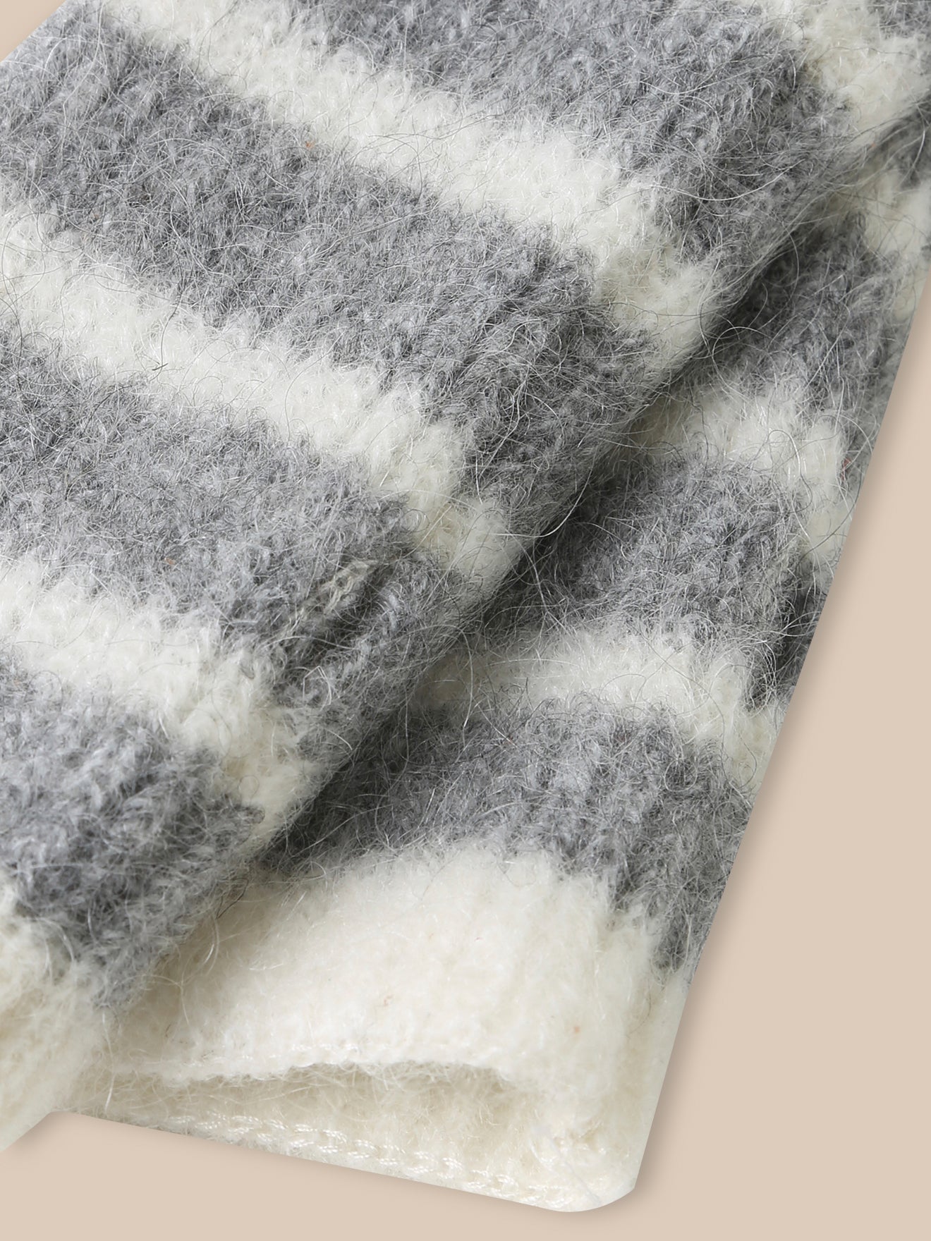 Girl’s striped wool and mohair fingerless gloves