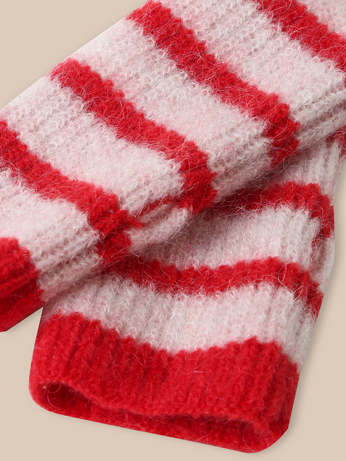 Girl’s striped wool and mohair fingerless gloves