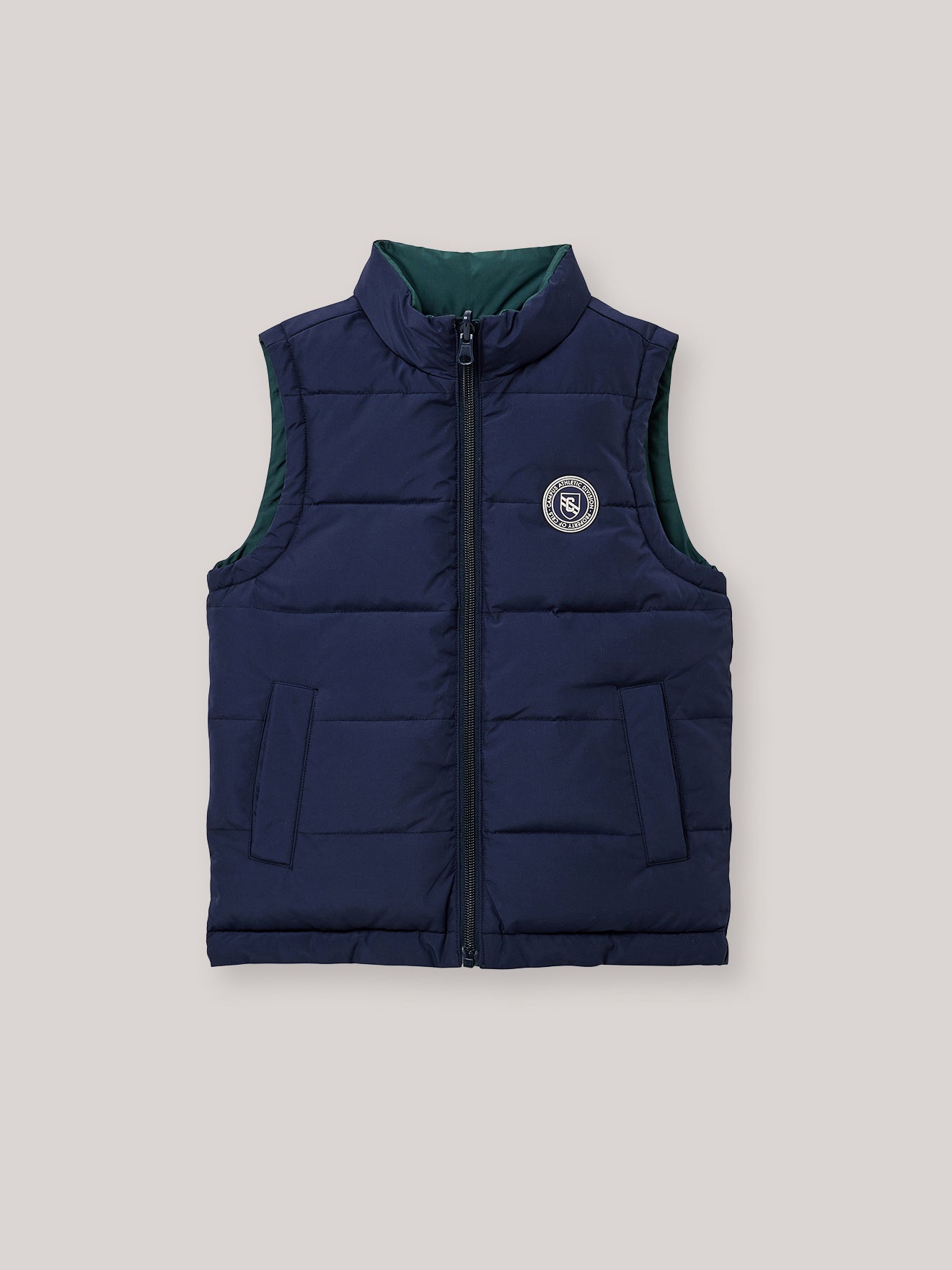 Boy's reversible sleeveless puffer jacket