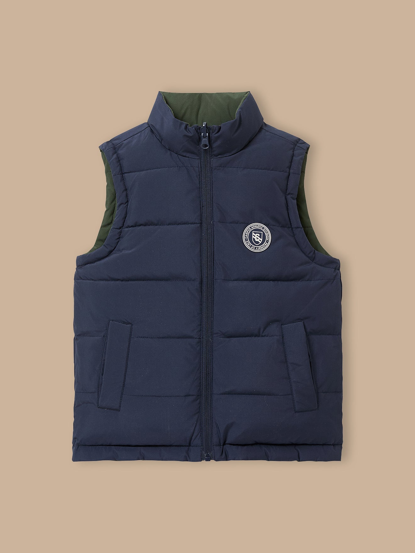 Boy's reversible sleeveless puffer jacket