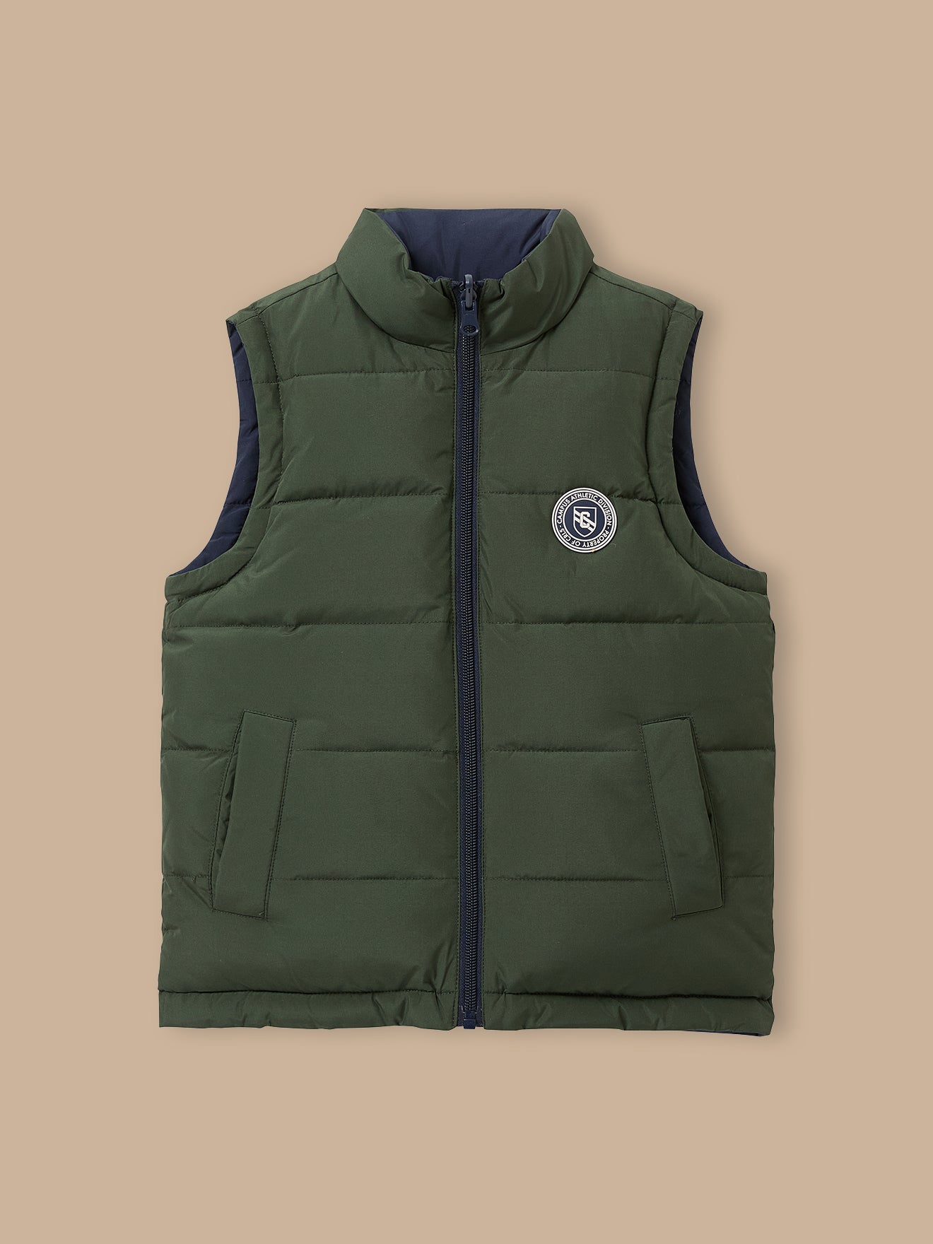 Boy's reversible sleeveless puffer jacket