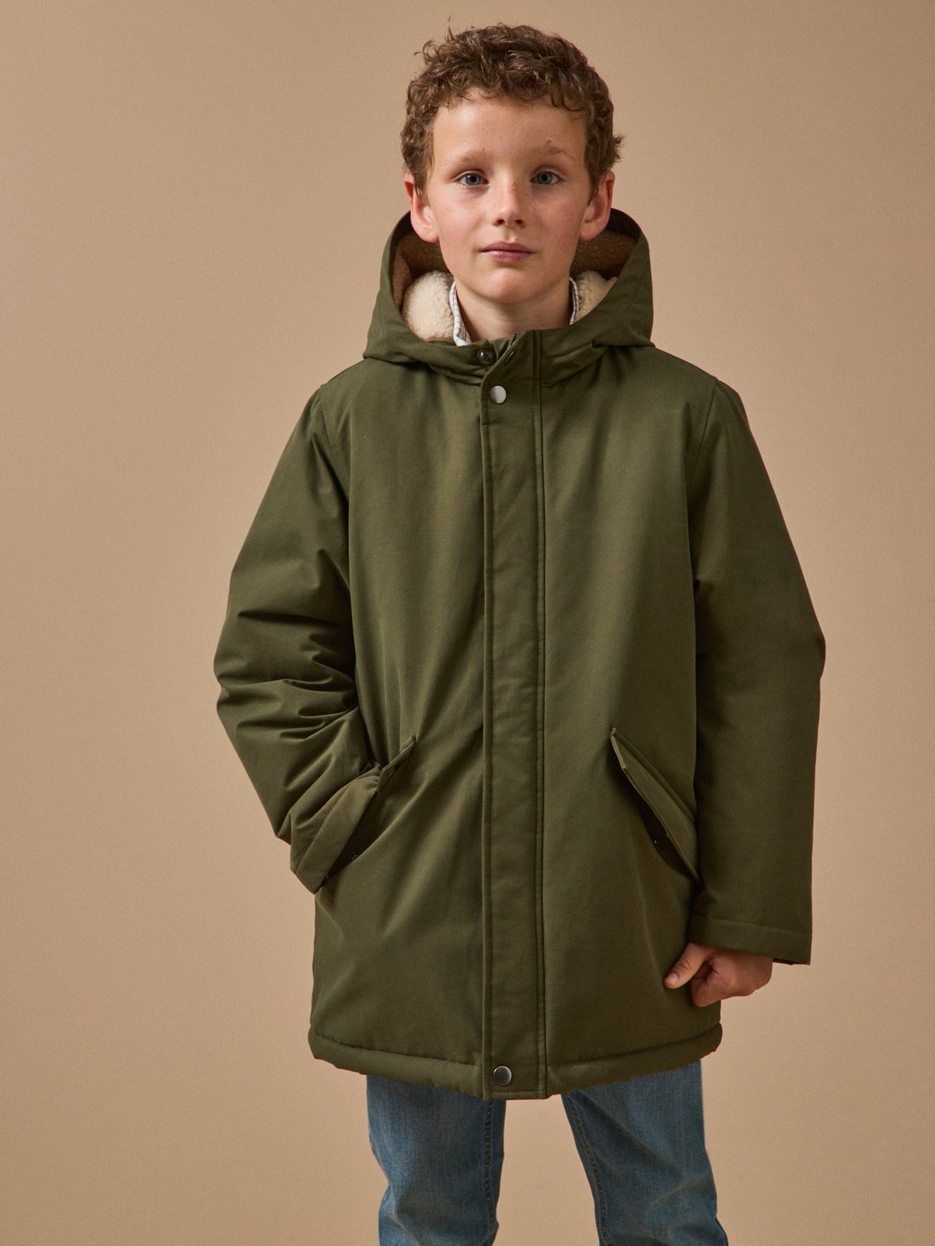 Boy's sherpa-lined parka