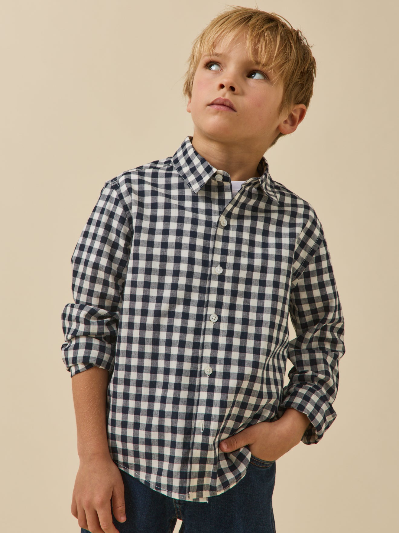 Boy's shirt with large gingham checks