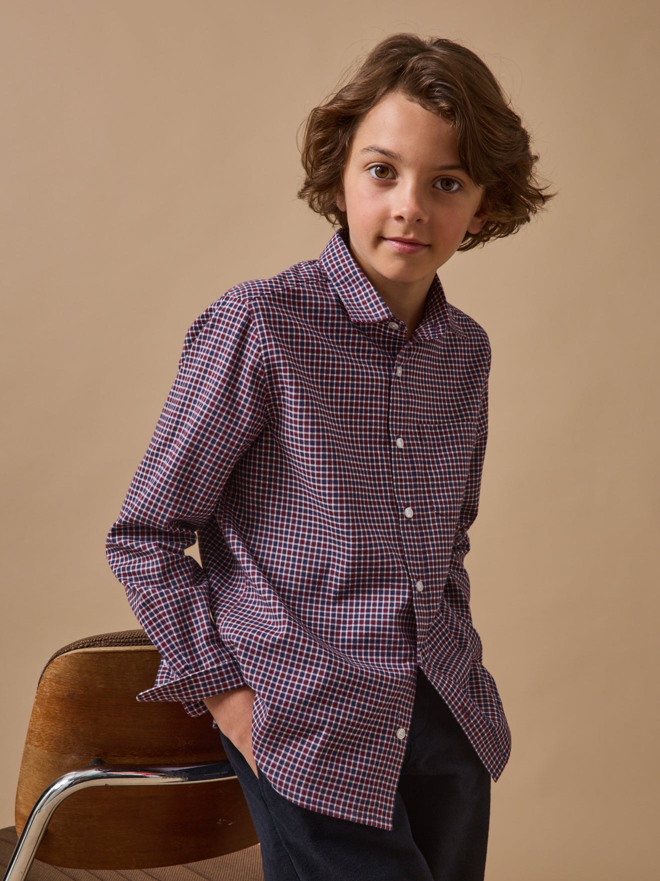 Boy's flannel-like checked shirt