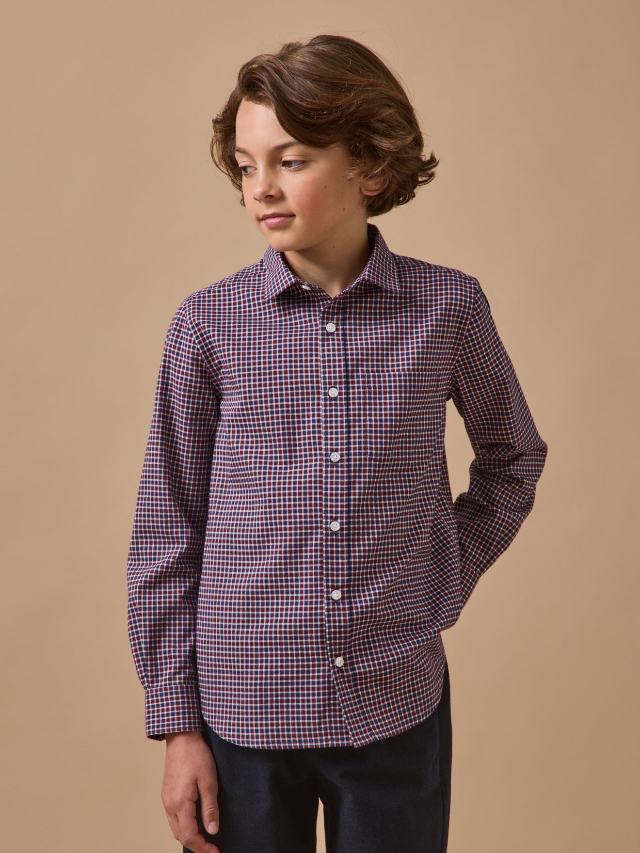 Boy's flannel-like checked shirt