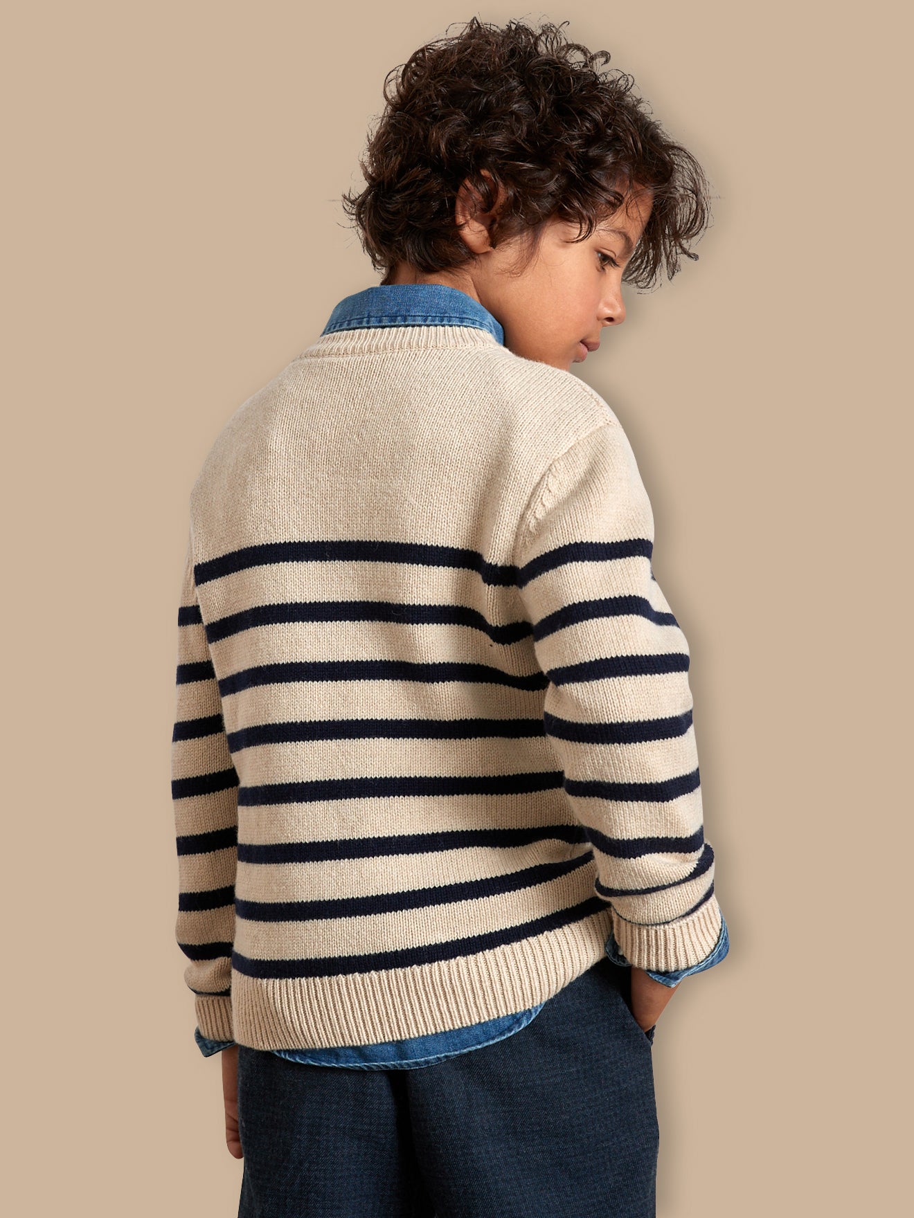 Boy's wool-rich sailor-stripe sweater