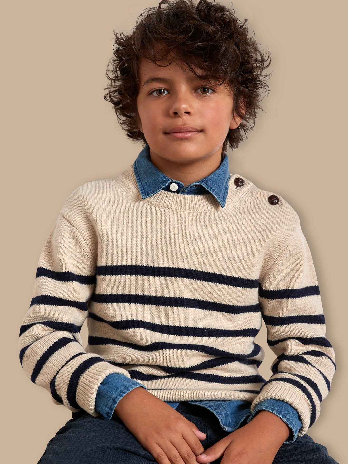 Boy's wool-rich sailor-stripe sweater