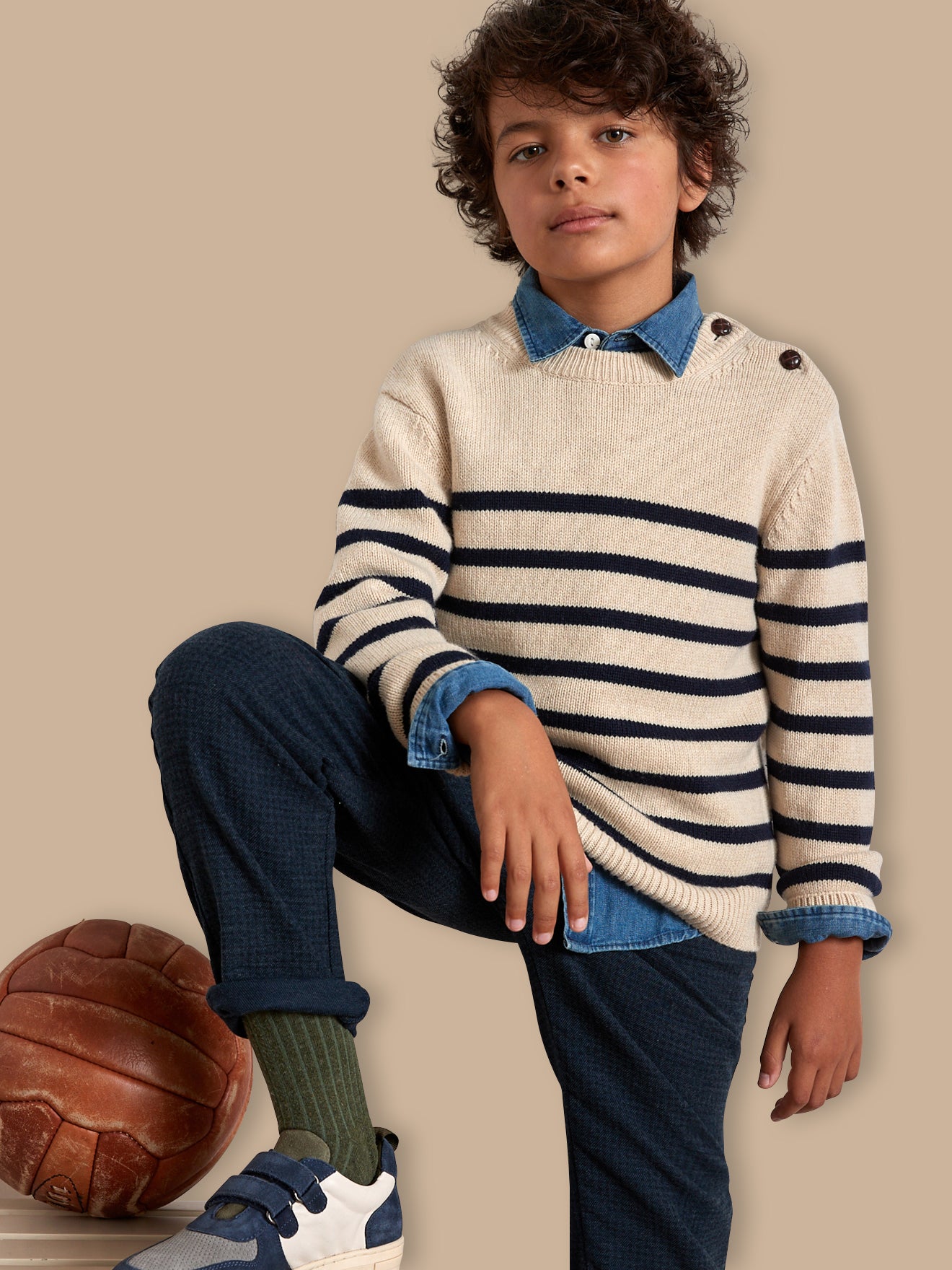 Boy's wool-rich sailor-stripe sweater