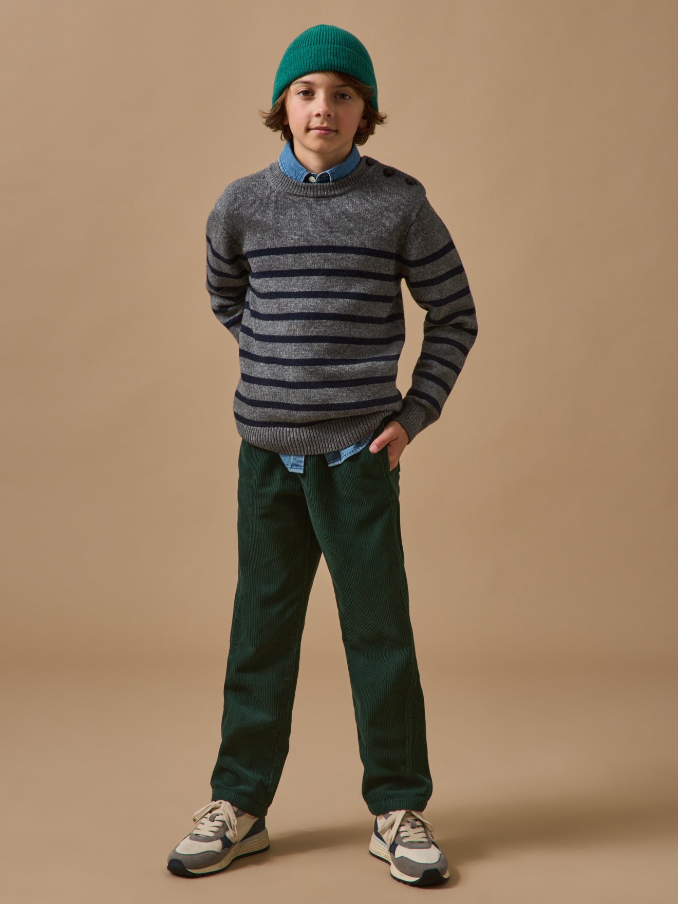Boy's wool-rich sailor-stripe sweater