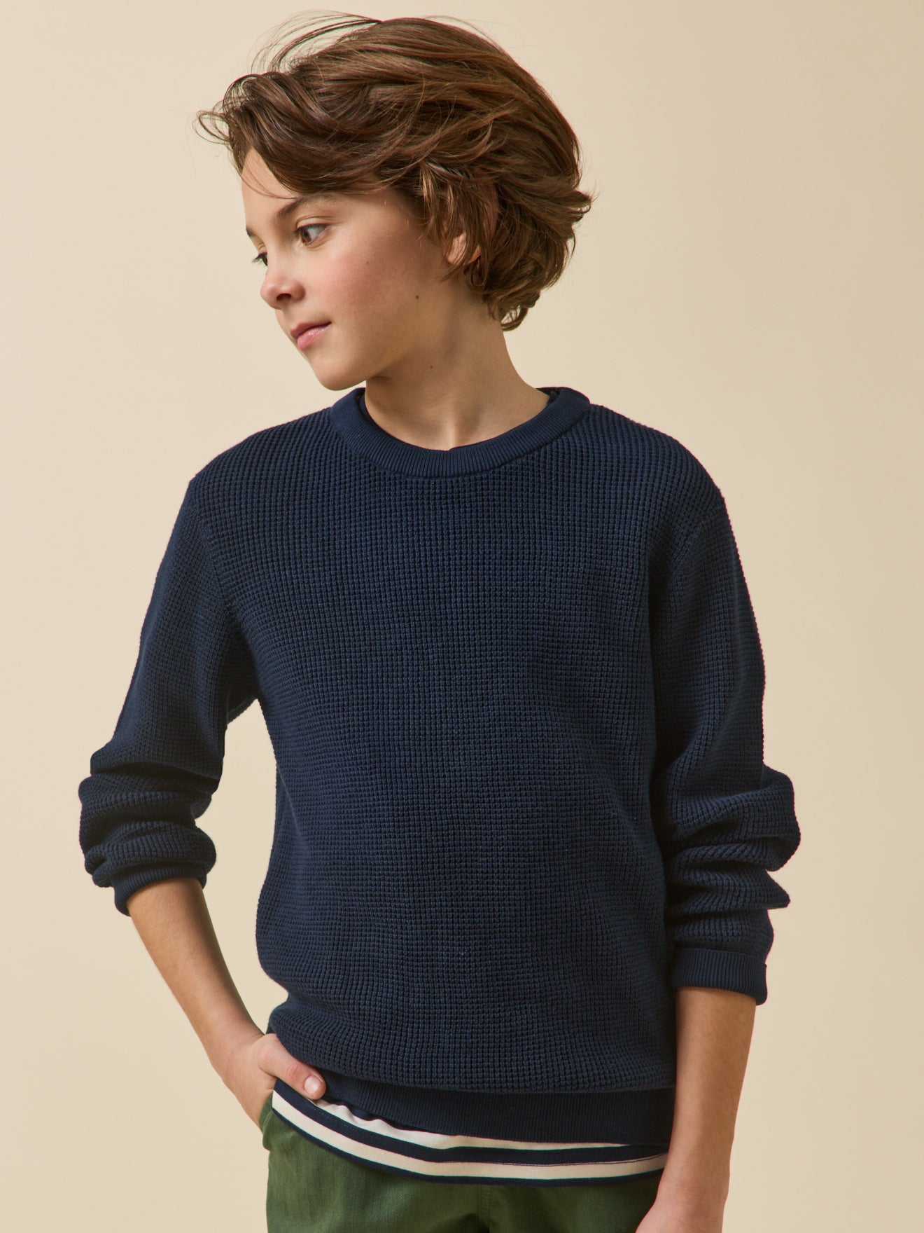 Boy's patterned stitch sweater