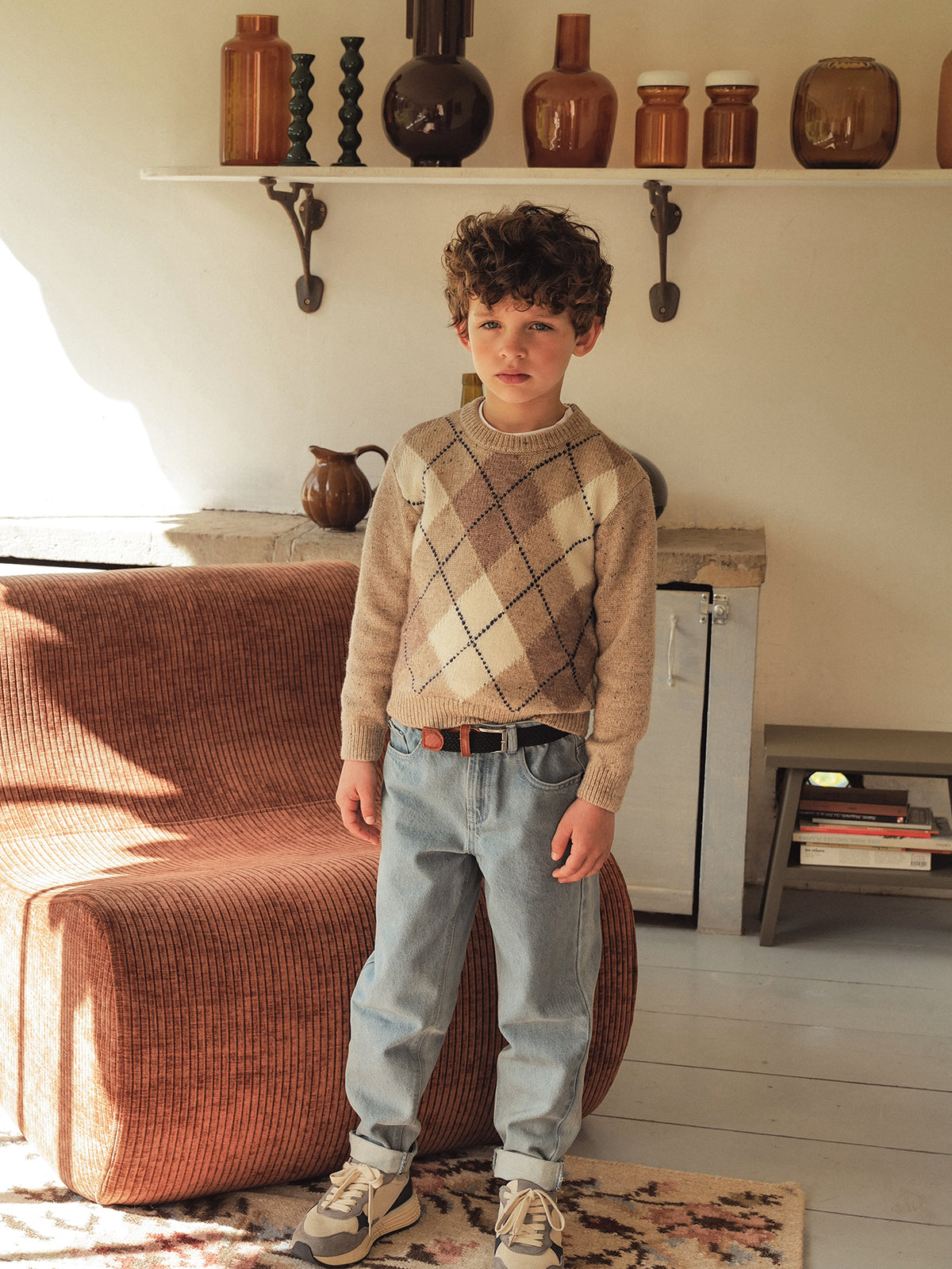 Boy's jacquard sweater with wool