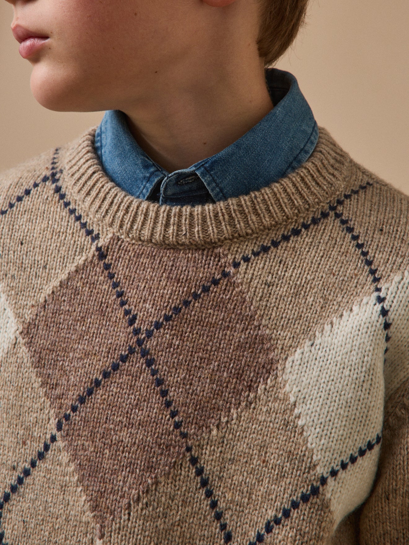 Pull jacquard avec laine Garçon