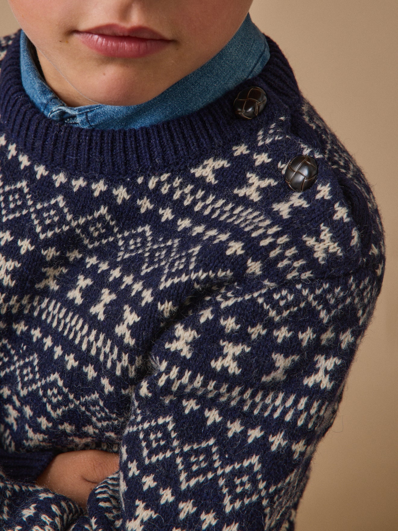 Pull jacquard avec laine Garçon