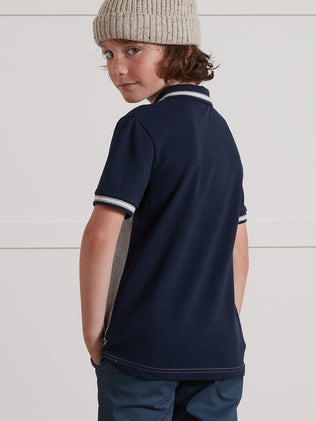 Boy's organic cotton piqué knit polo shirt