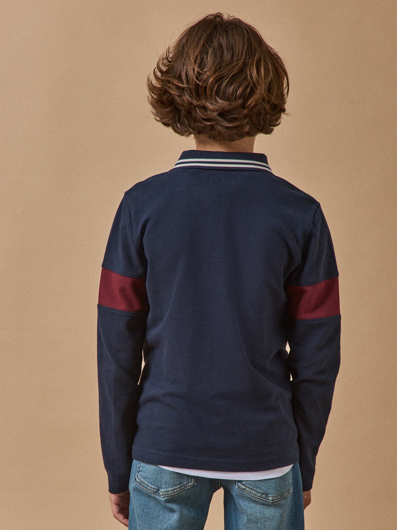 Boy's organic cotton piqué knit polo shirt