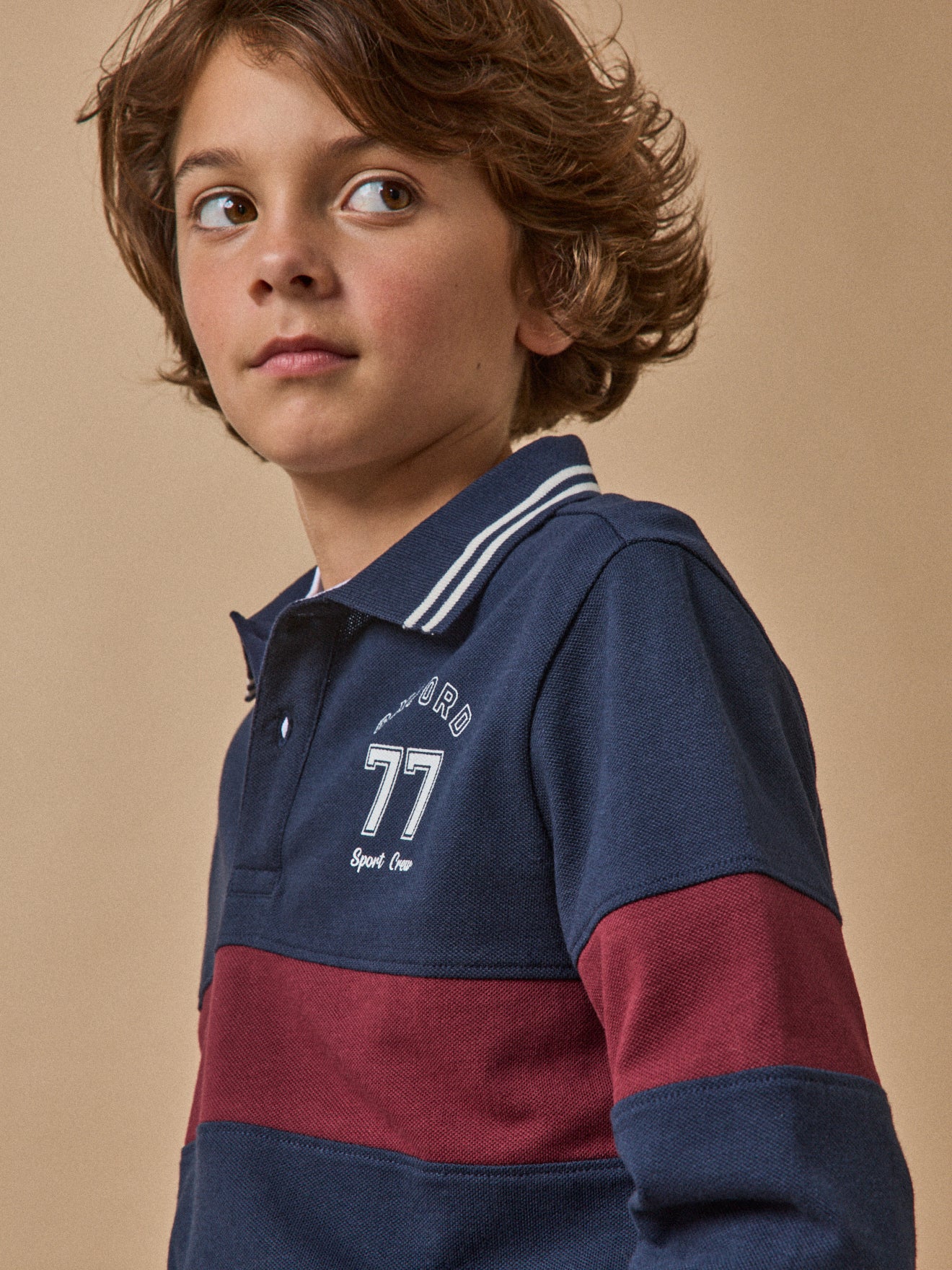 Boy's organic cotton piqué knit polo shirt