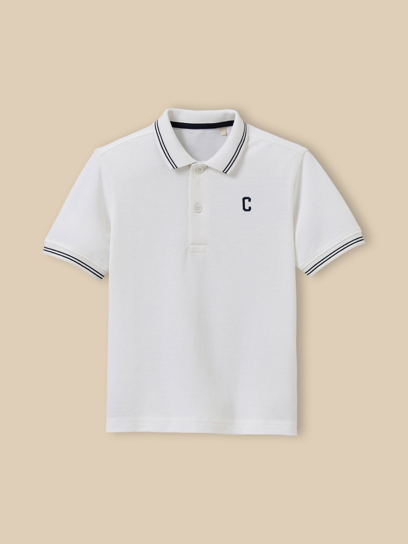 Boy's piqué knit organic cotton polo shirt