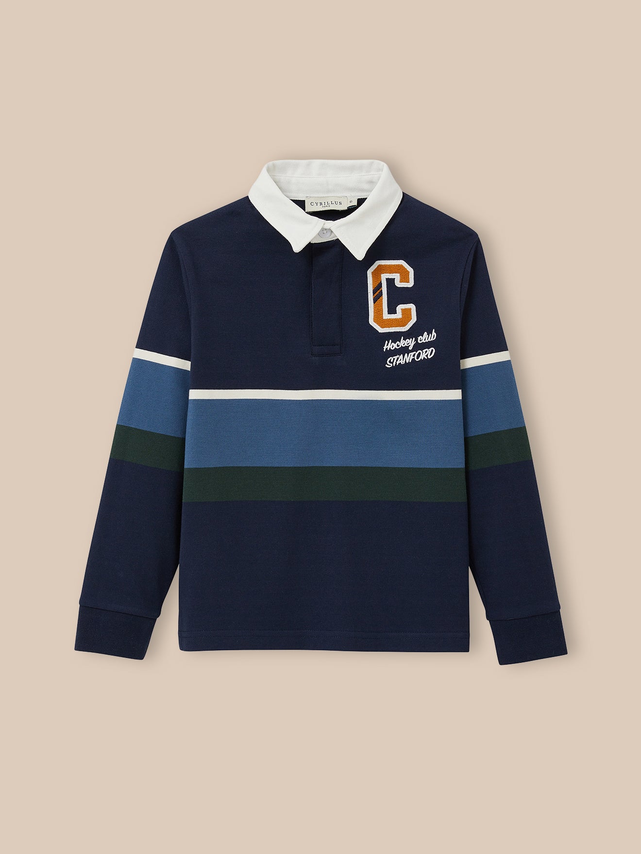 Boy's striped rugby shirt in organic cotton