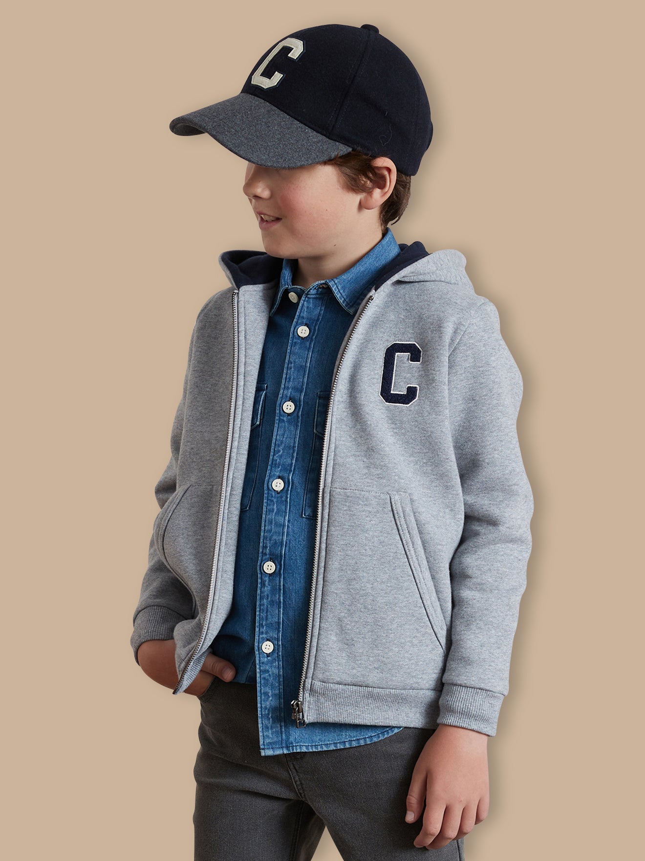 Boy's zip sweatshirt with hood