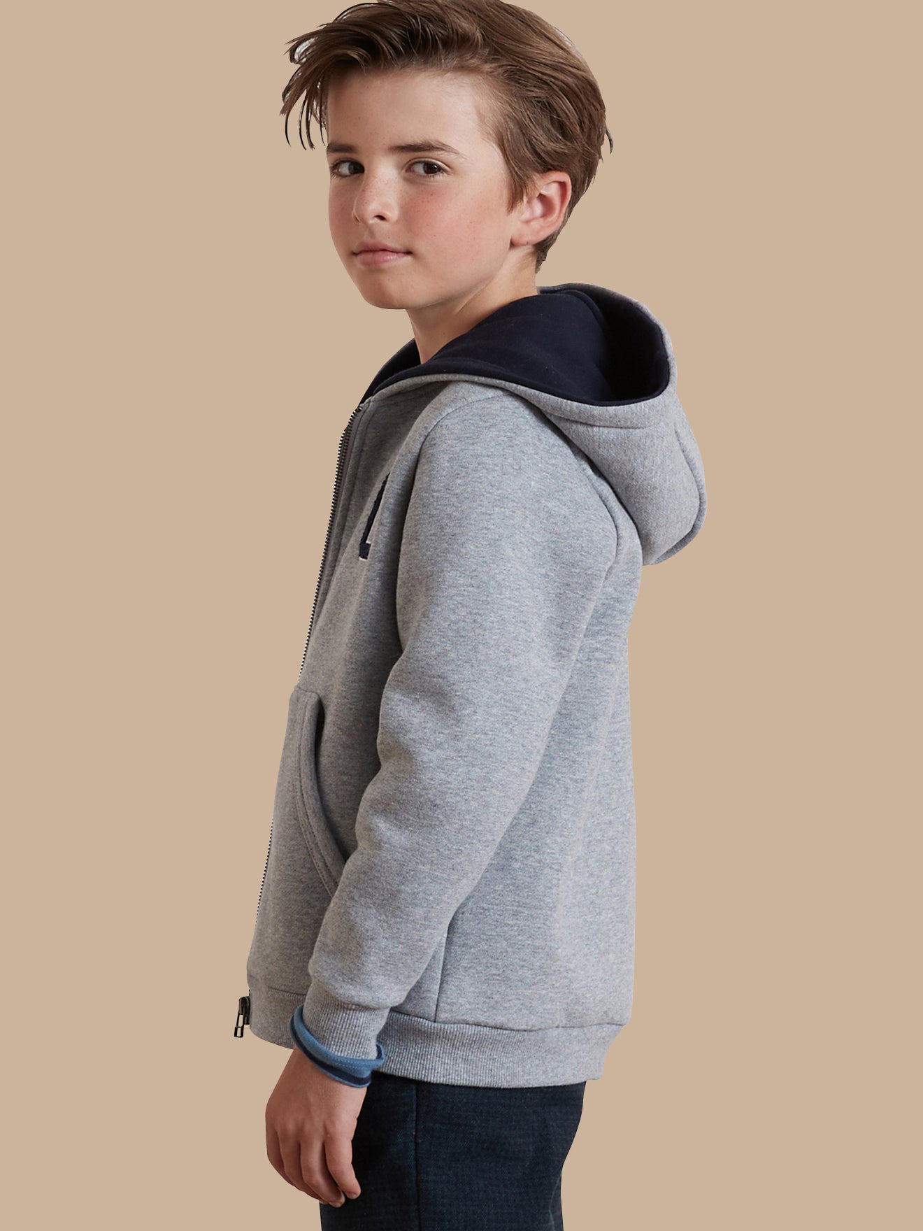 Boy's zip sweatshirt with hood