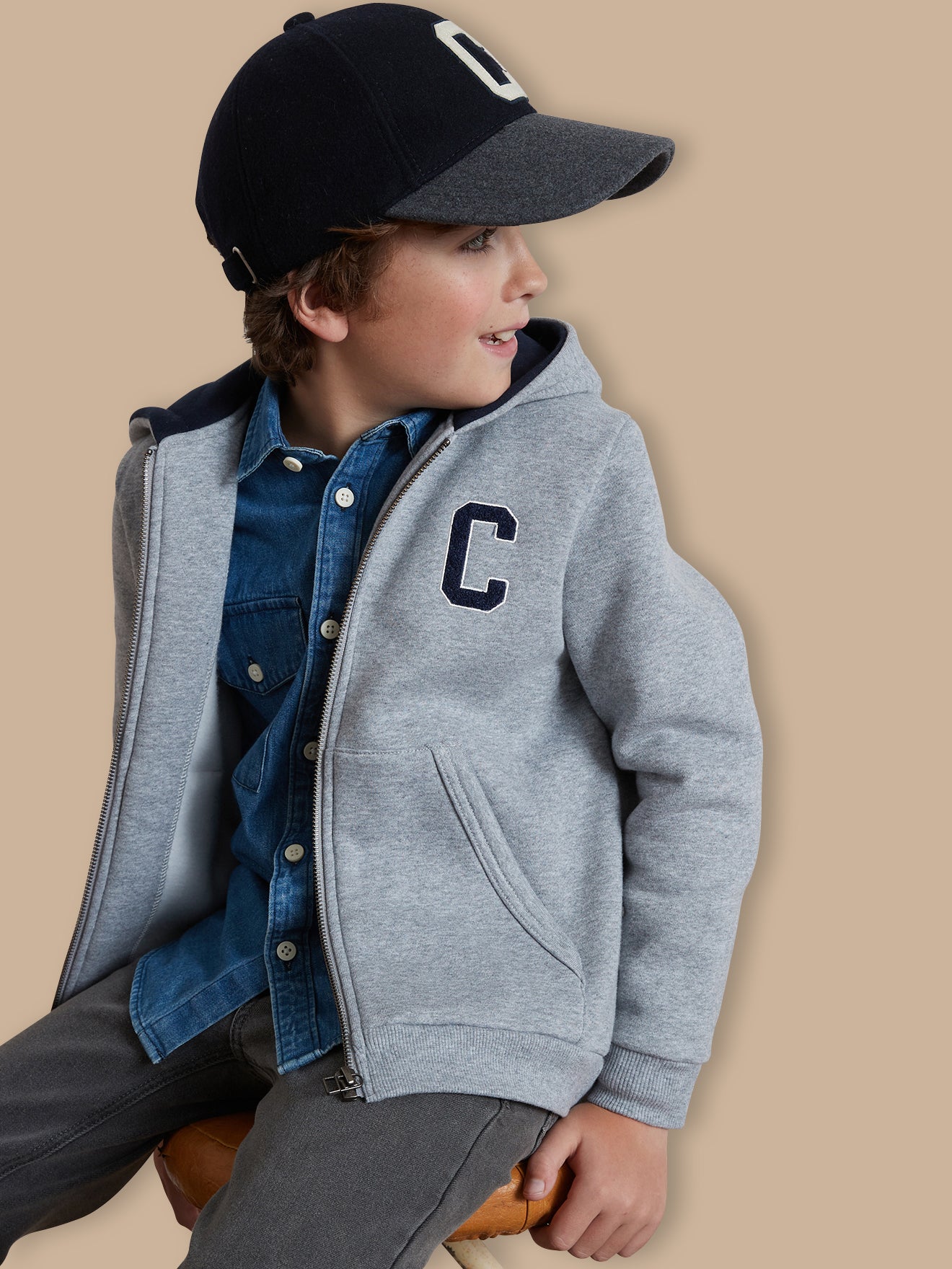 Boy's zip sweatshirt with hood