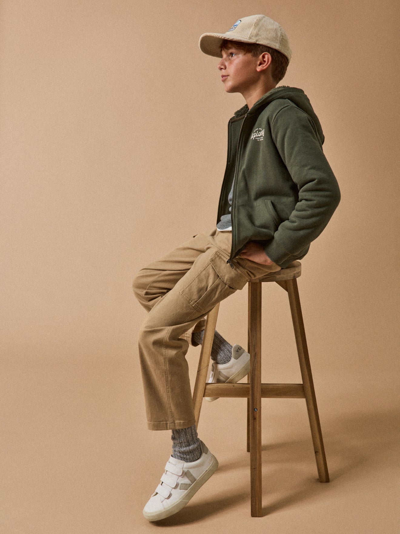 Cardigan zippé doublé sherpa Garçon