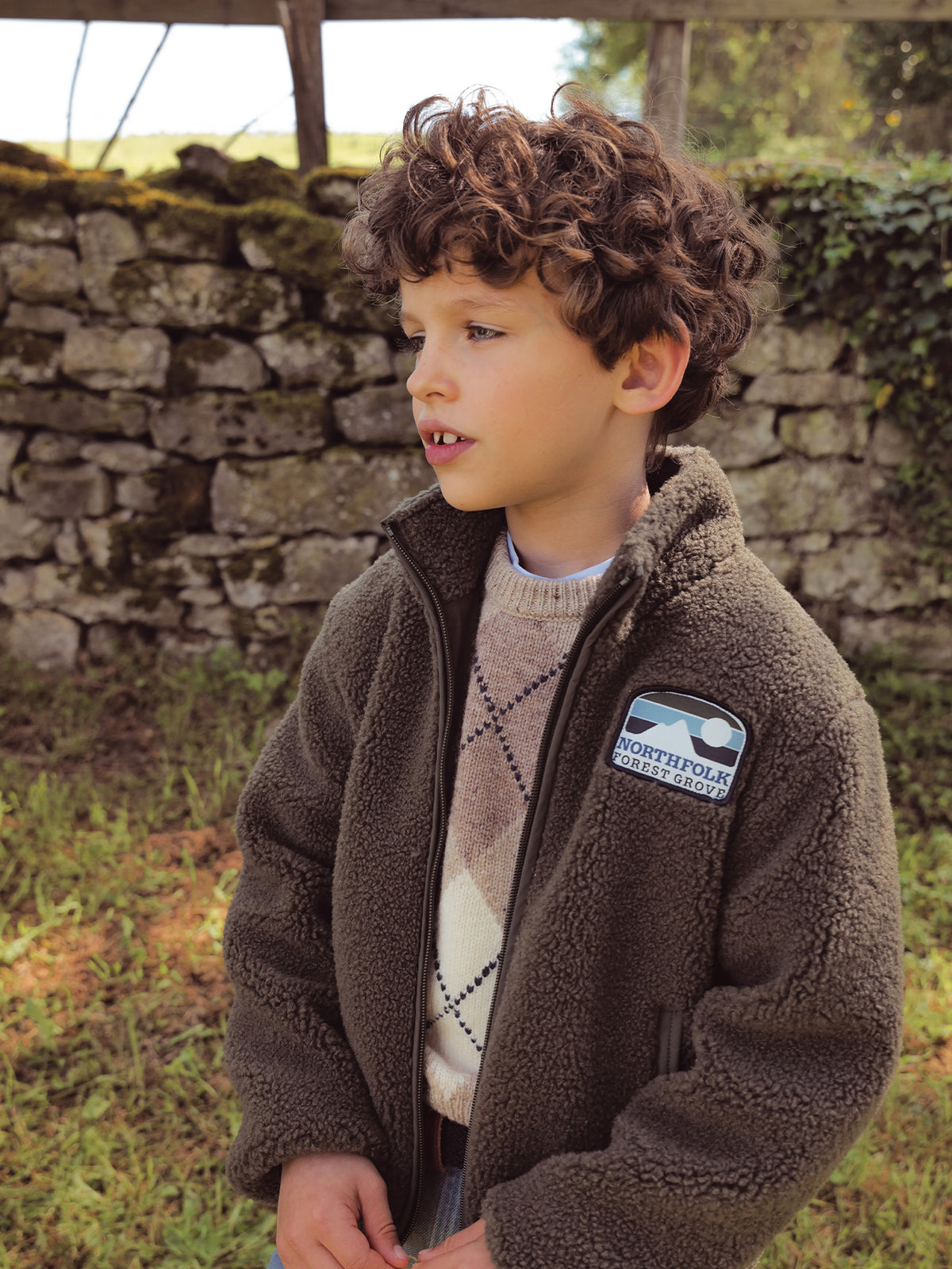 Boy's zip sherpa cardigan