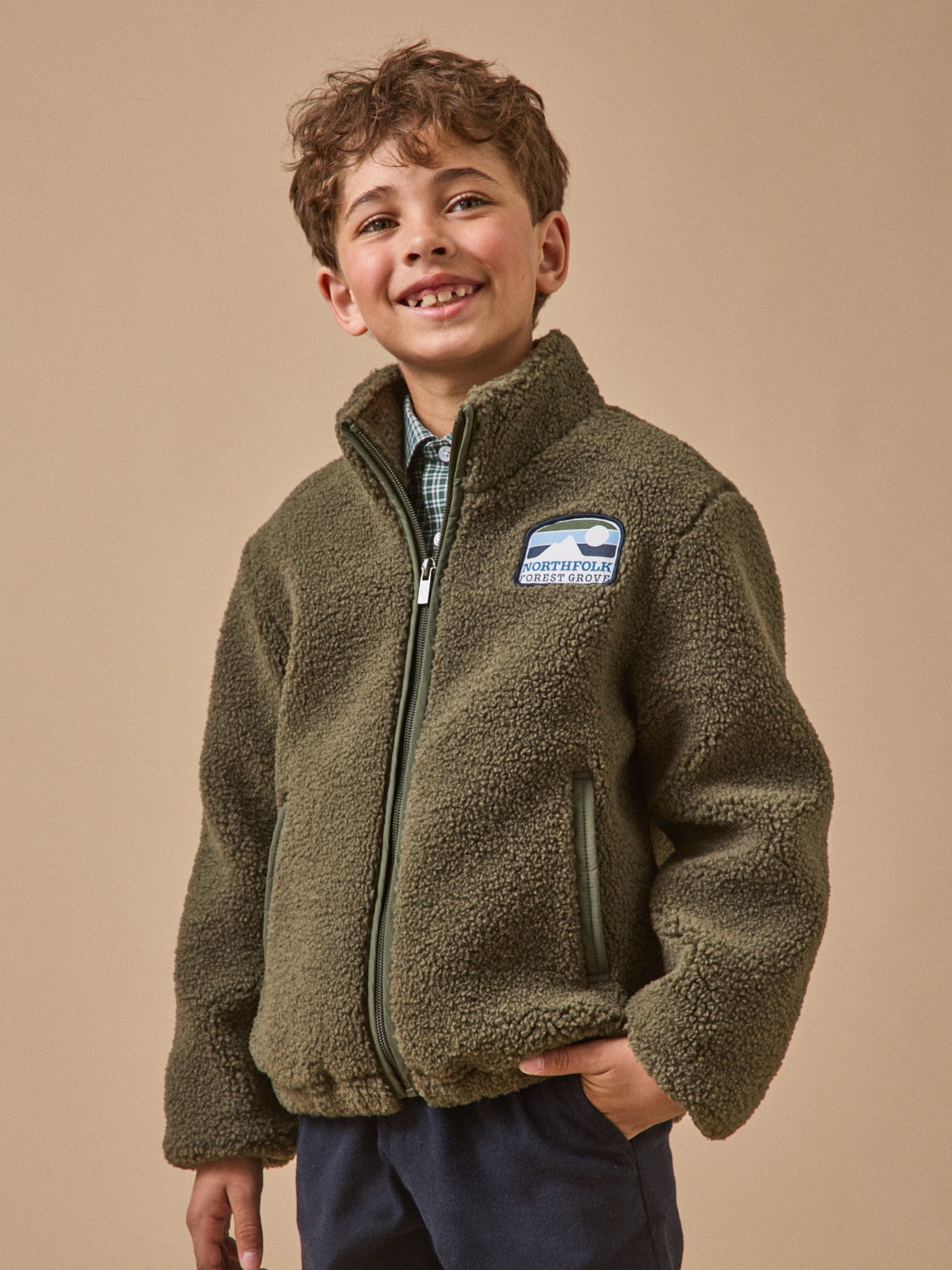 Boy's zip sherpa cardigan