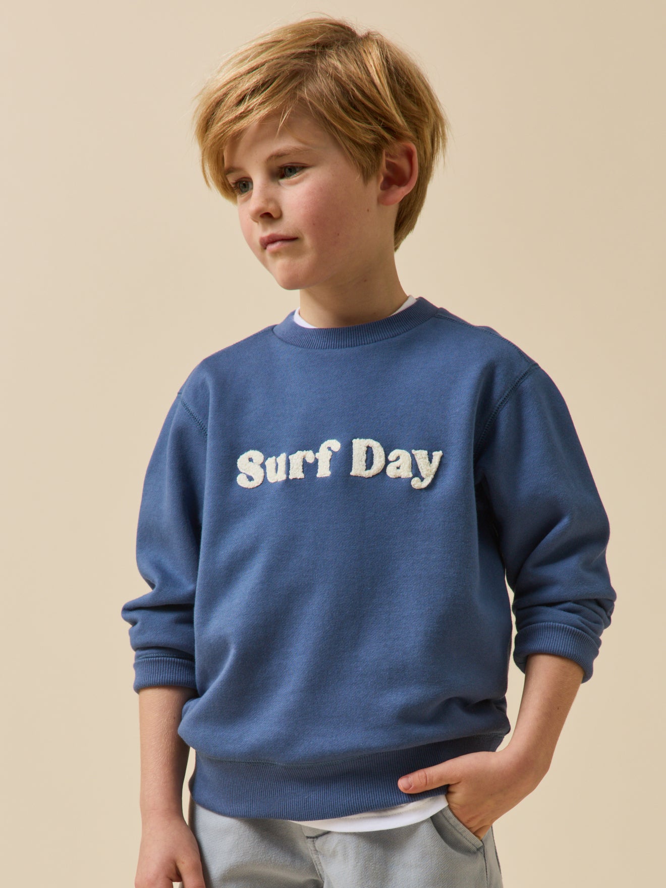 Boy's marled message sweatshirt in organic cotton