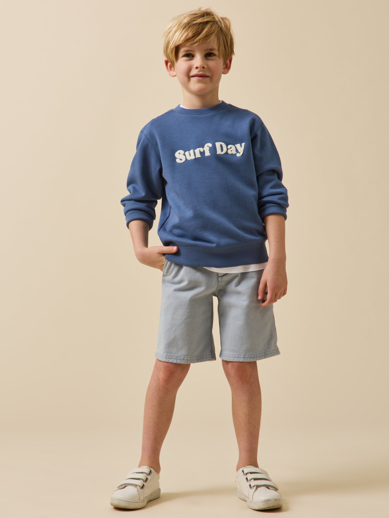Boy's marled message sweatshirt in organic cotton