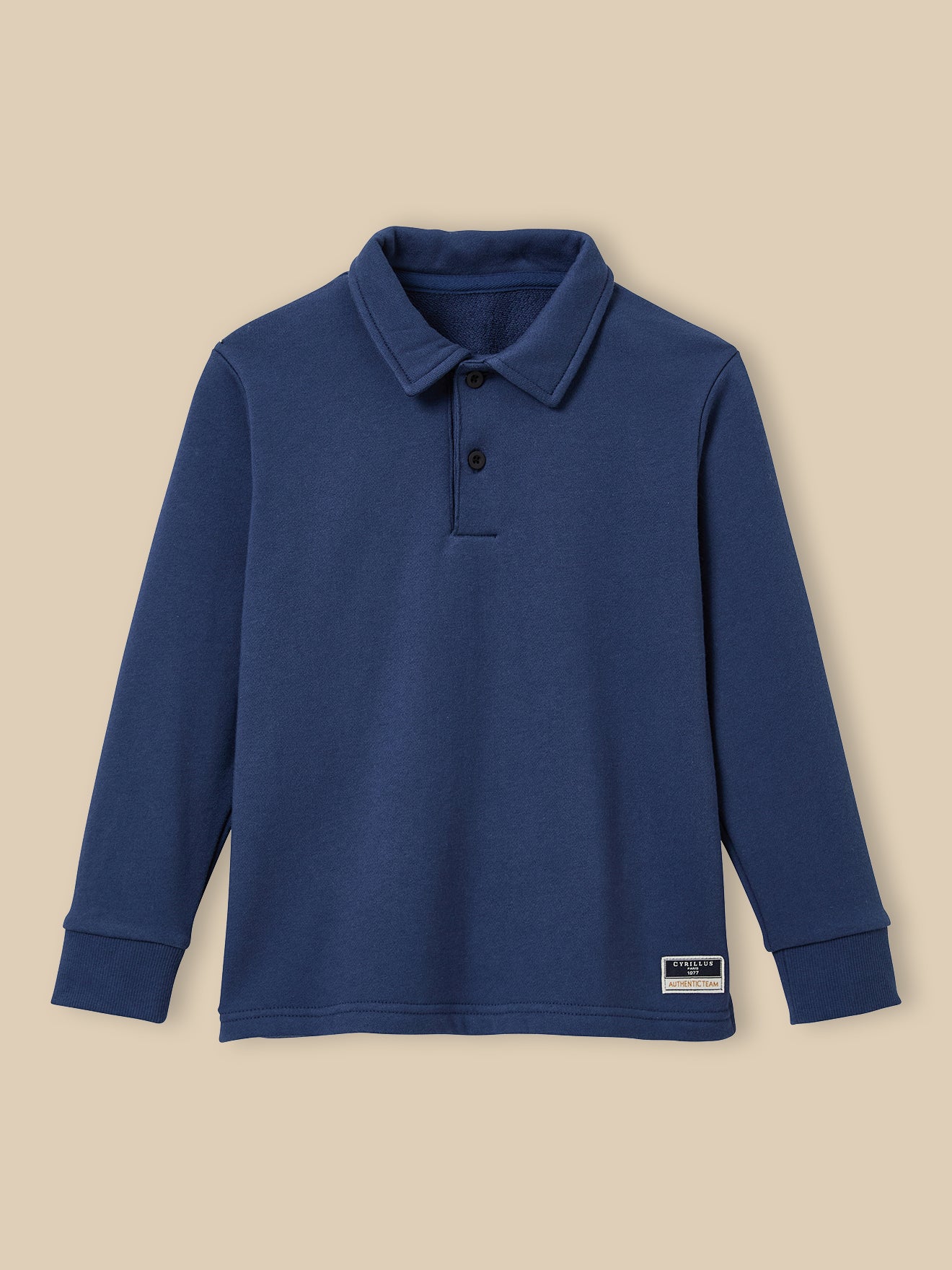 Boy's organic cotton polo-shirt inspired sweatshirt