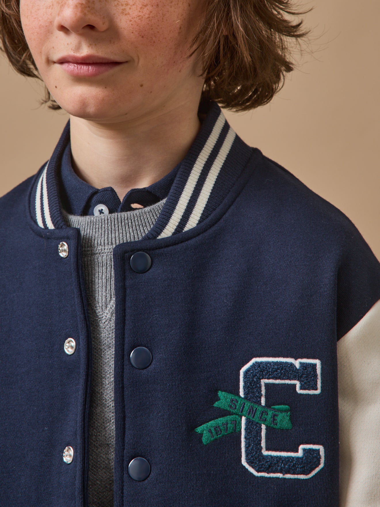 Boy's embroidered varsity jacket