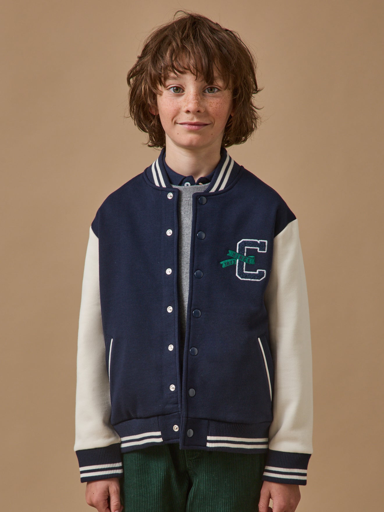 Boy's embroidered varsity jacket